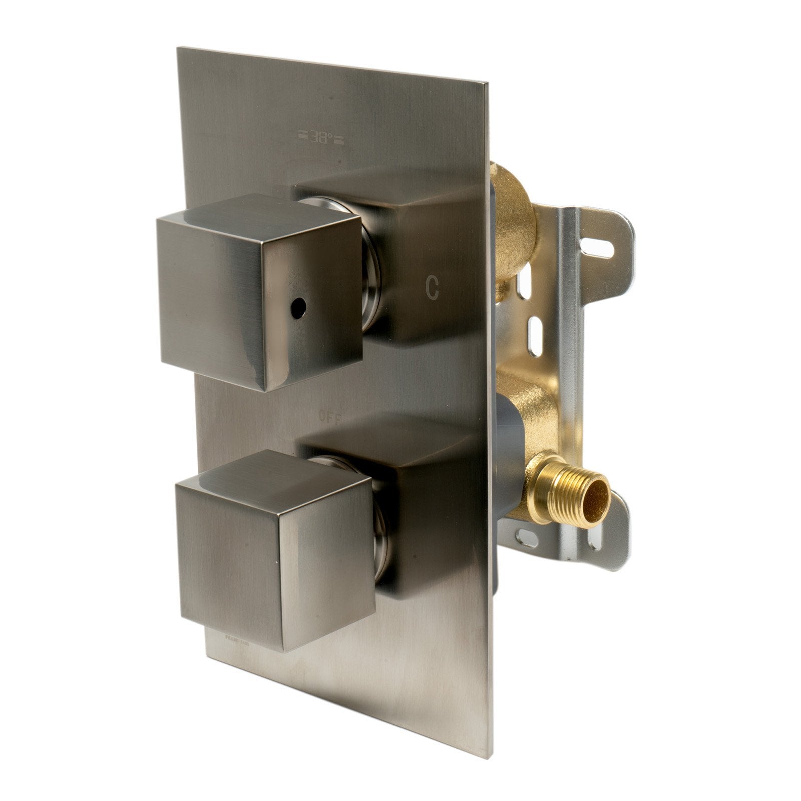 ALFI, ALFI Brand AB2601-BN Brushed Nickel Square Knob 1 Way Thermostatic Shower Mixer