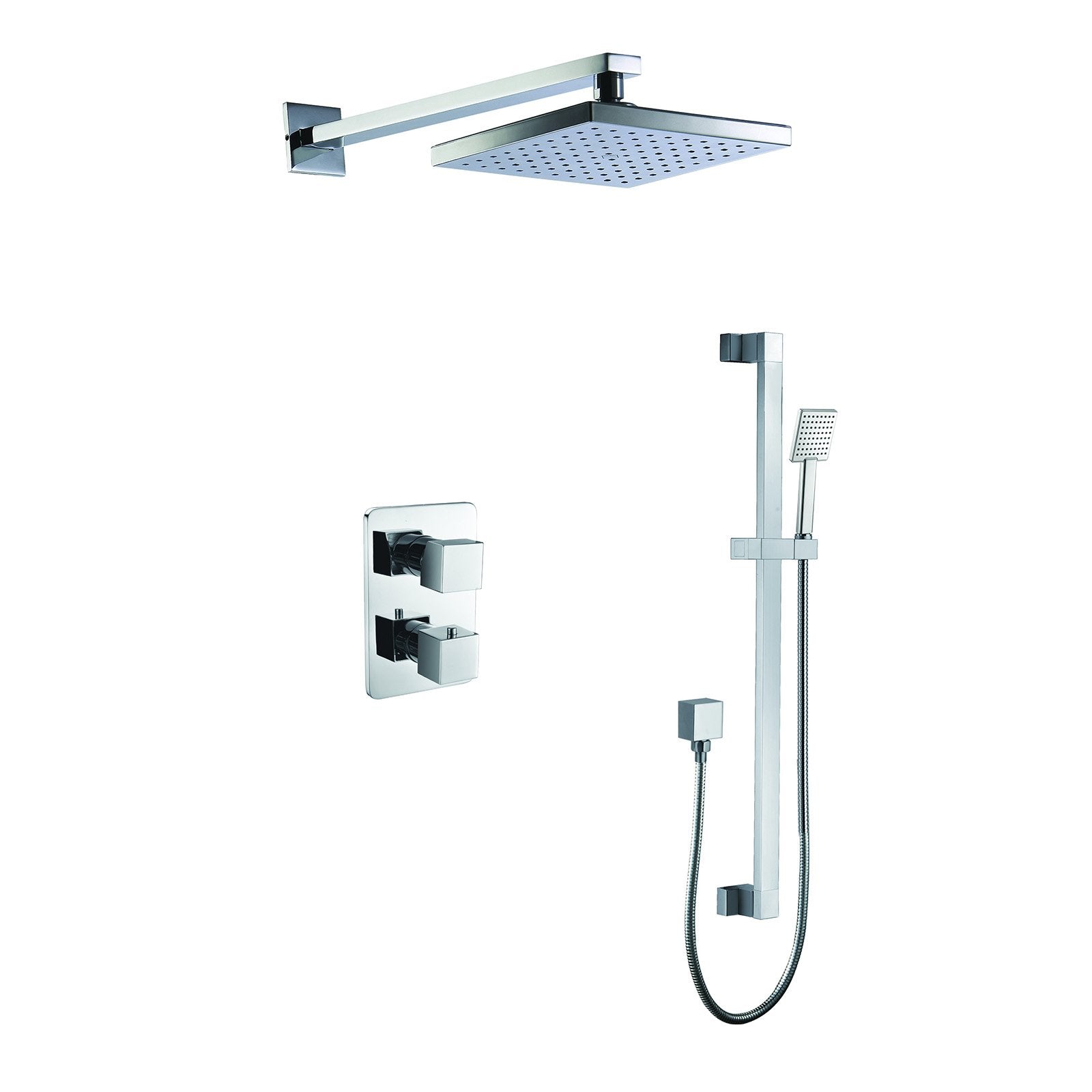 ALFI, ALFI Brand AB2830-PC Polished Chrome 2 Way Thermostatic Square Shower Set