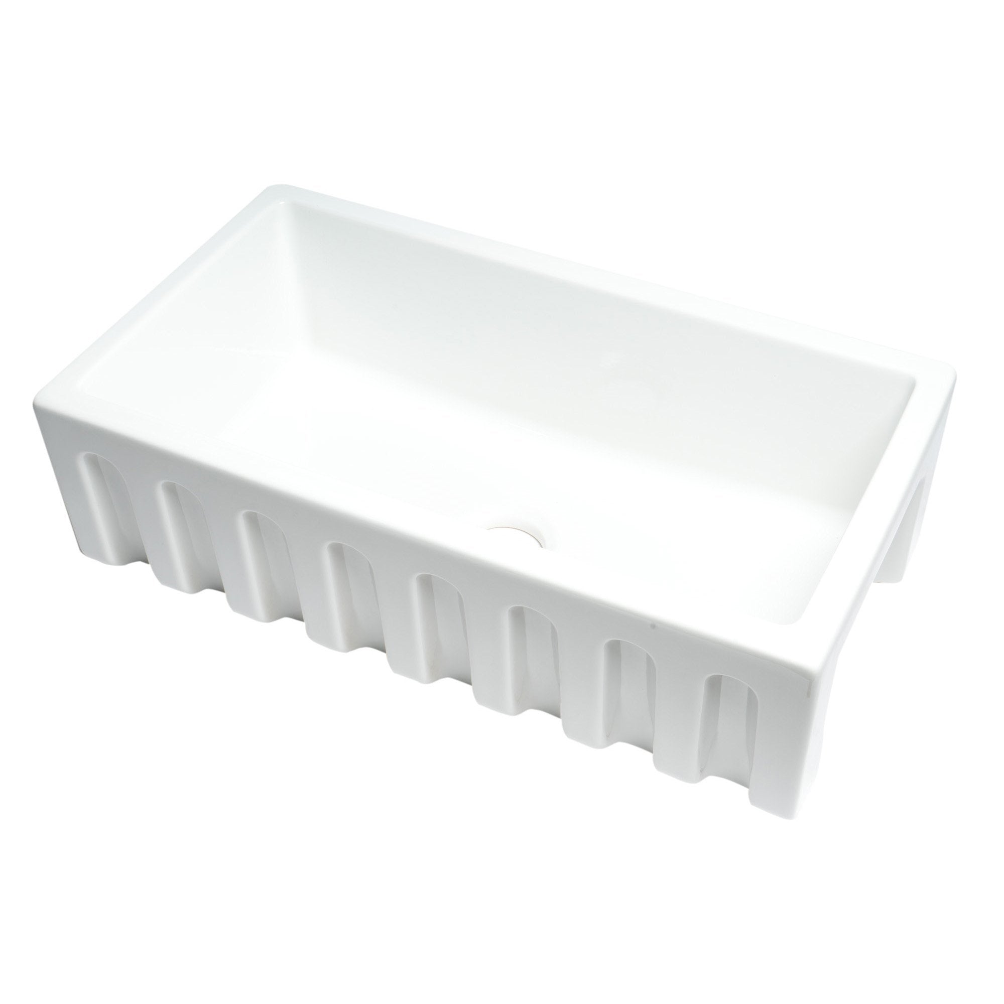 ALFI, ALFI Brand AB3318HS-W White 33" x 18" Reversible Single Bowl Fireclay Farm Sink