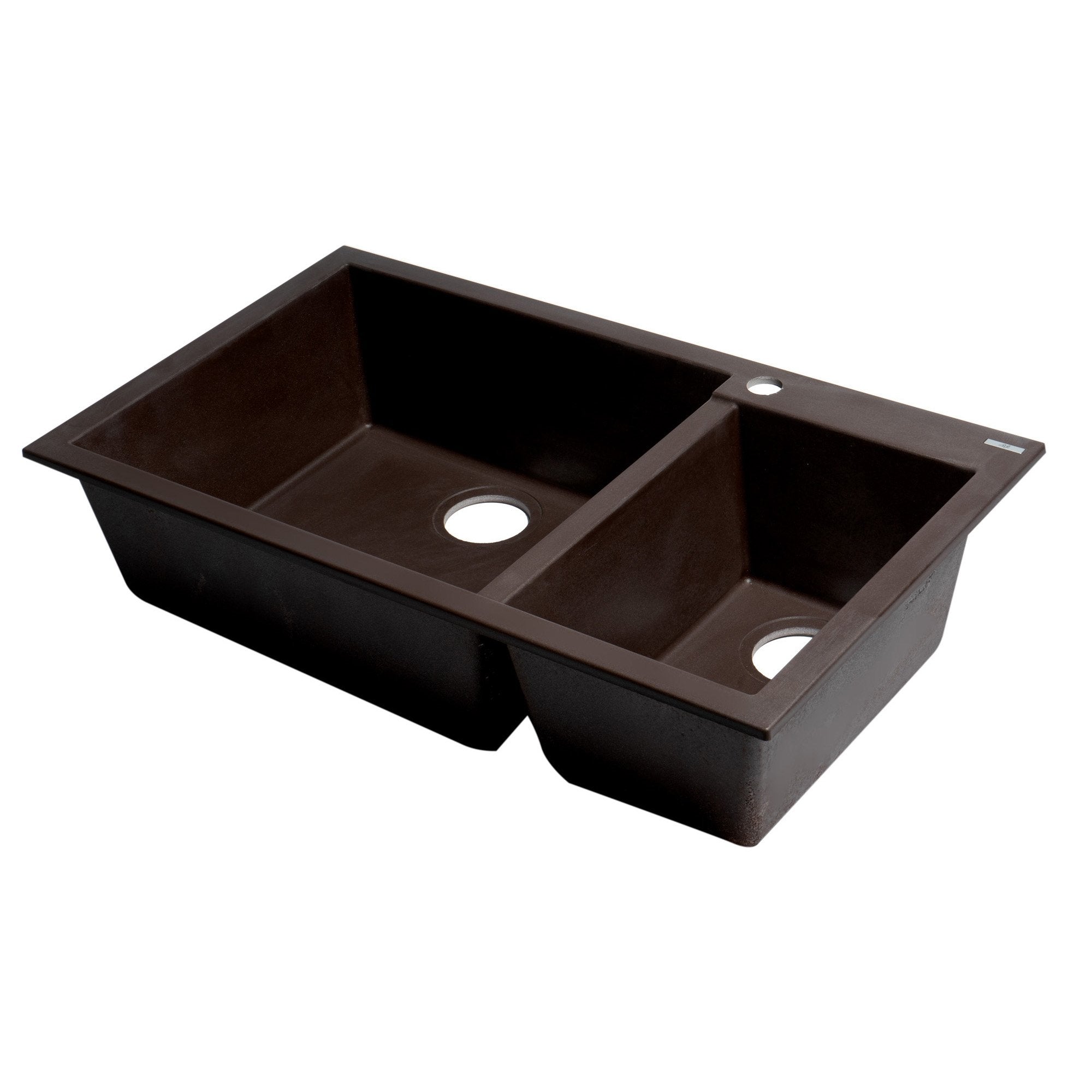 ALFI, ALFI Brand AB3319DI-C Chocolate 34" 2x Bowl Drop-in Granite Comp Kitchen Sink