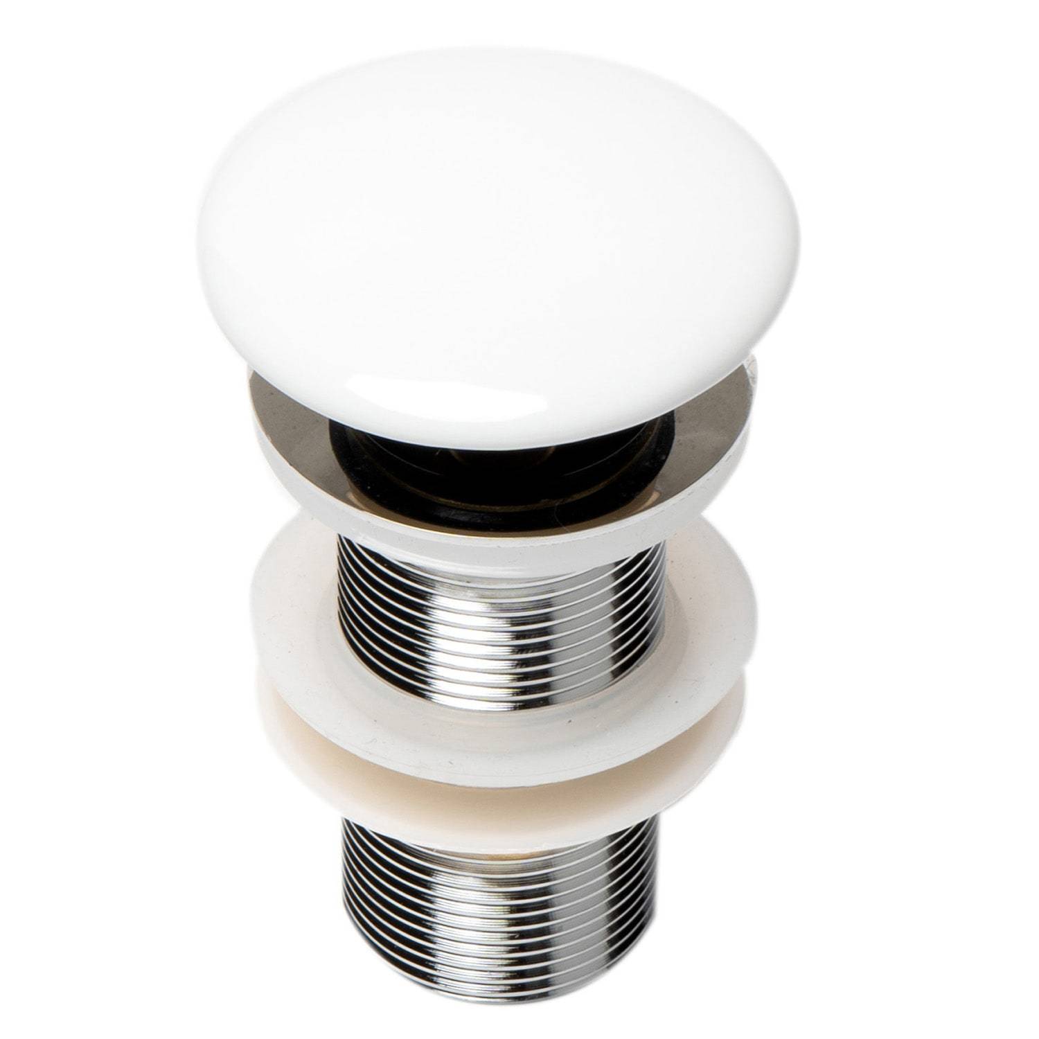 ALFI, ALFI Brand AB8055-W White Modern Ceramic Mushroom Top Pop Up Drain for Sinks without Overflow