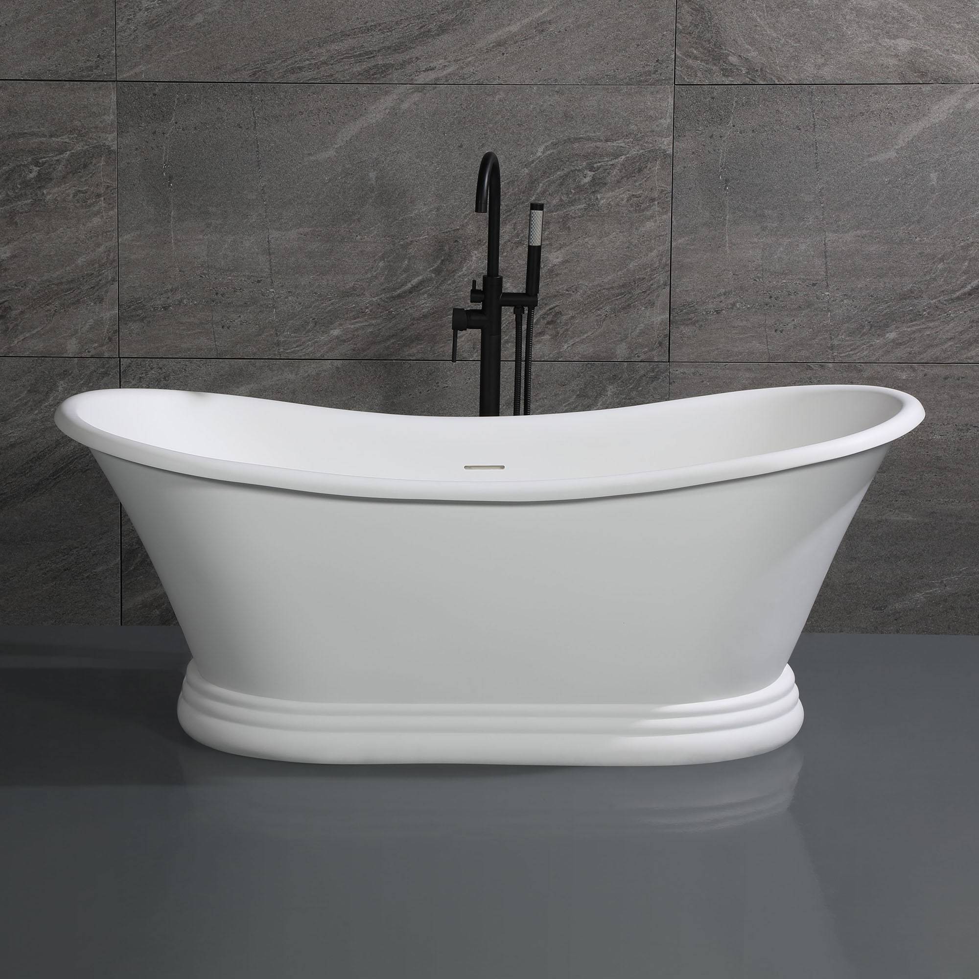 ALFI, ALFI Brand AB9950 67" White Matte Pedestal Solid Surface Resin Bathtub