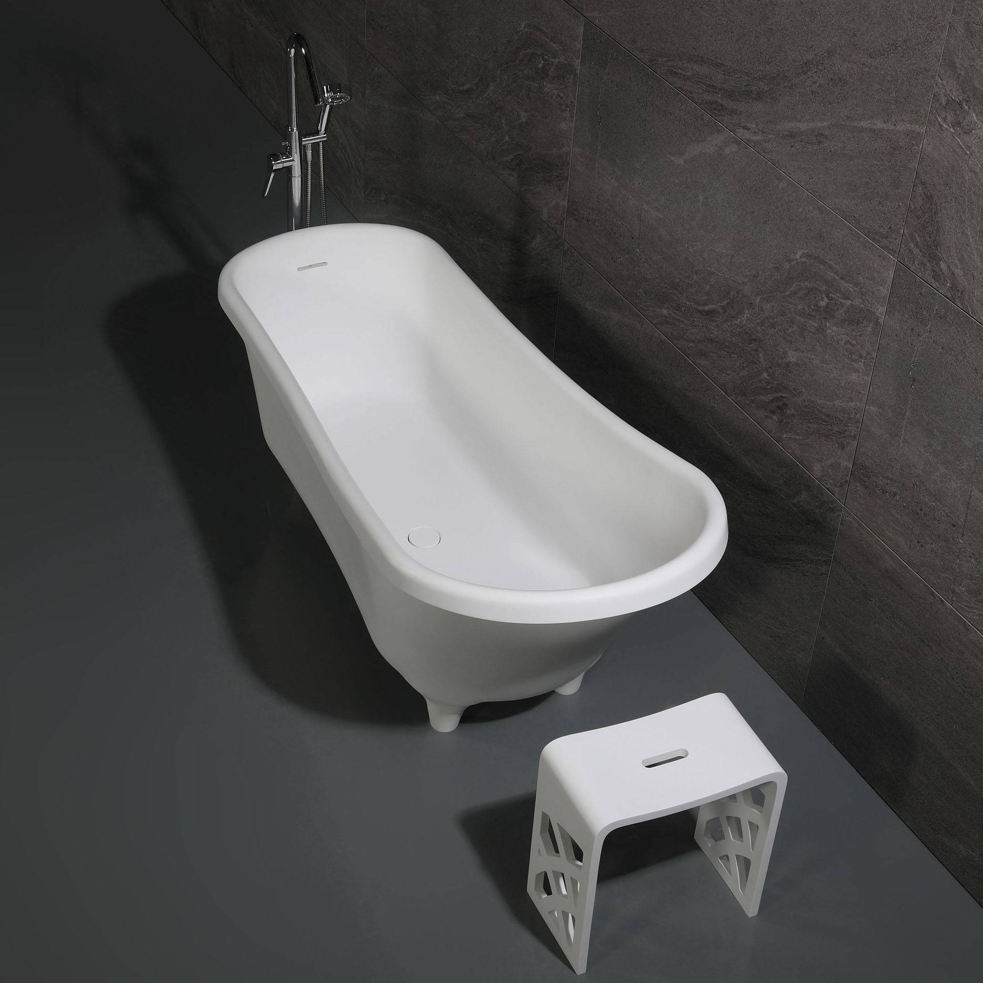 ALFI, ALFI Brand AB9960 67" White Matte Clawfoot Solid Surface Resin Bathtub