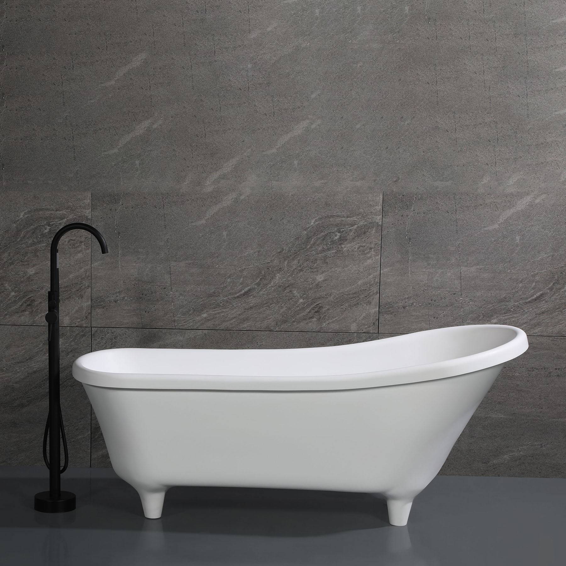 ALFI, ALFI Brand AB9960 67" White Matte Clawfoot Solid Surface Resin Bathtub