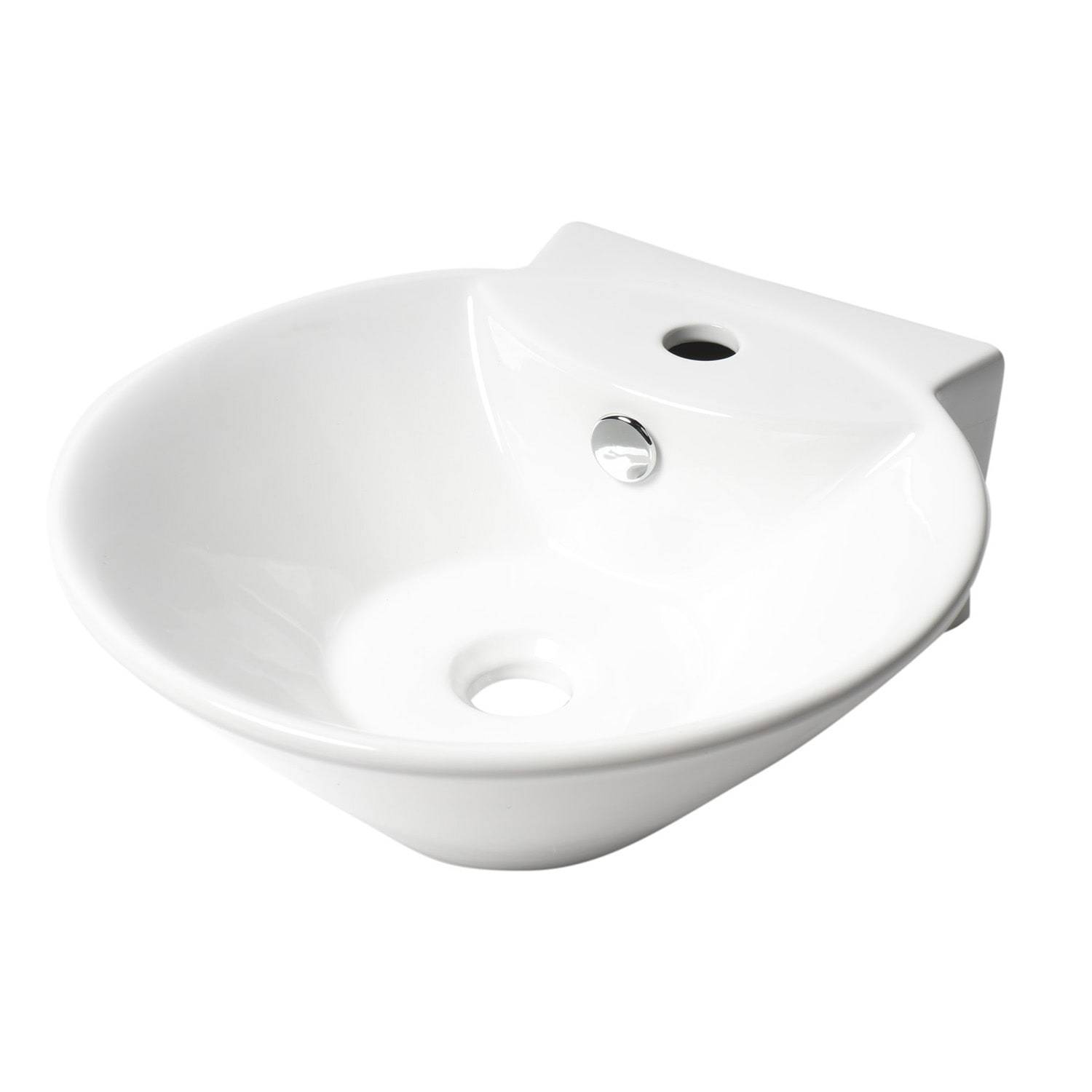 ALFI, ALFI Brand ABC113 White Modern 17" Round Wall Mounted Ceramic Sink with Faucet Hole