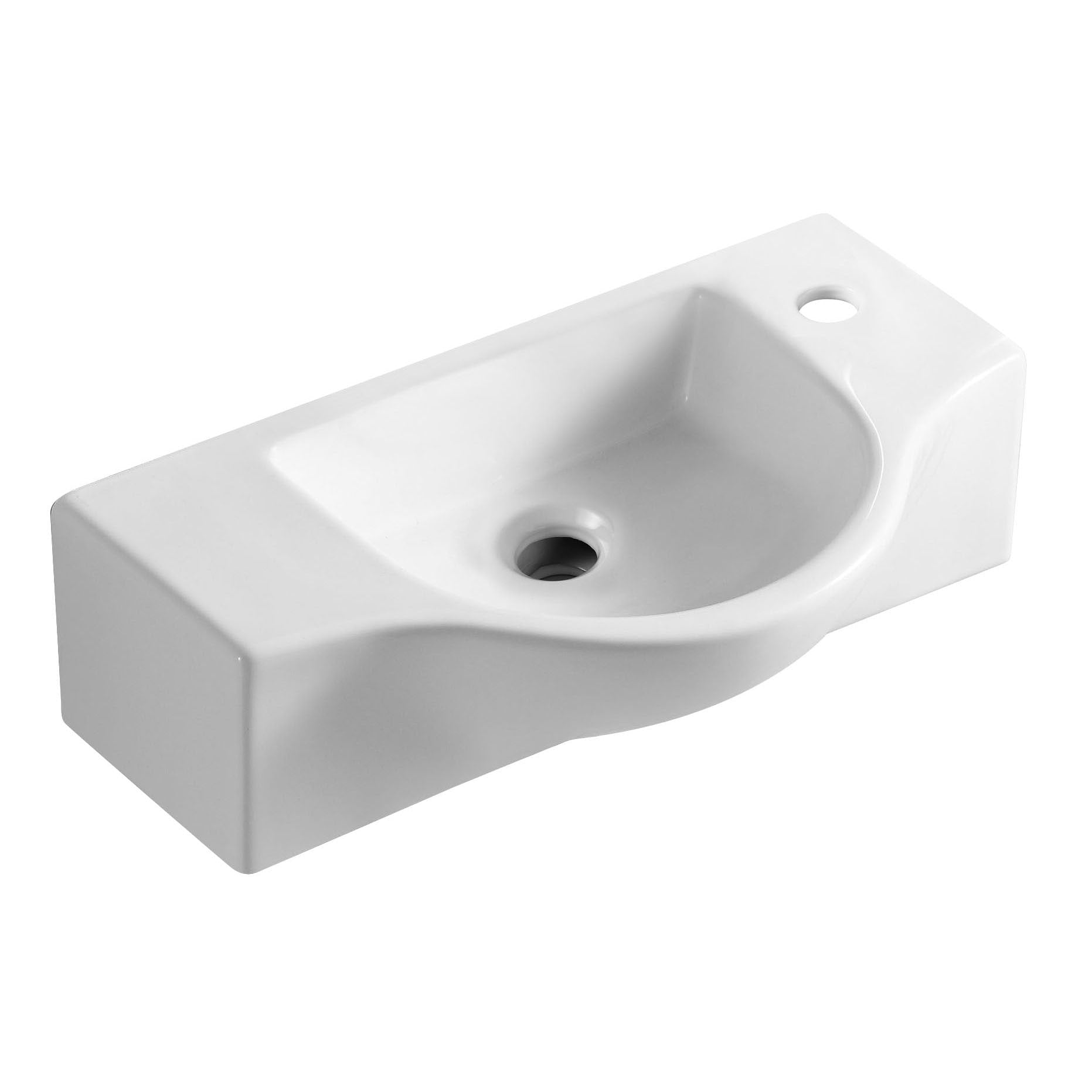 ALFI, ALFI Brand ABC114 White 18" Small Wall Mounted Ceramic Sink with Faucet Hole