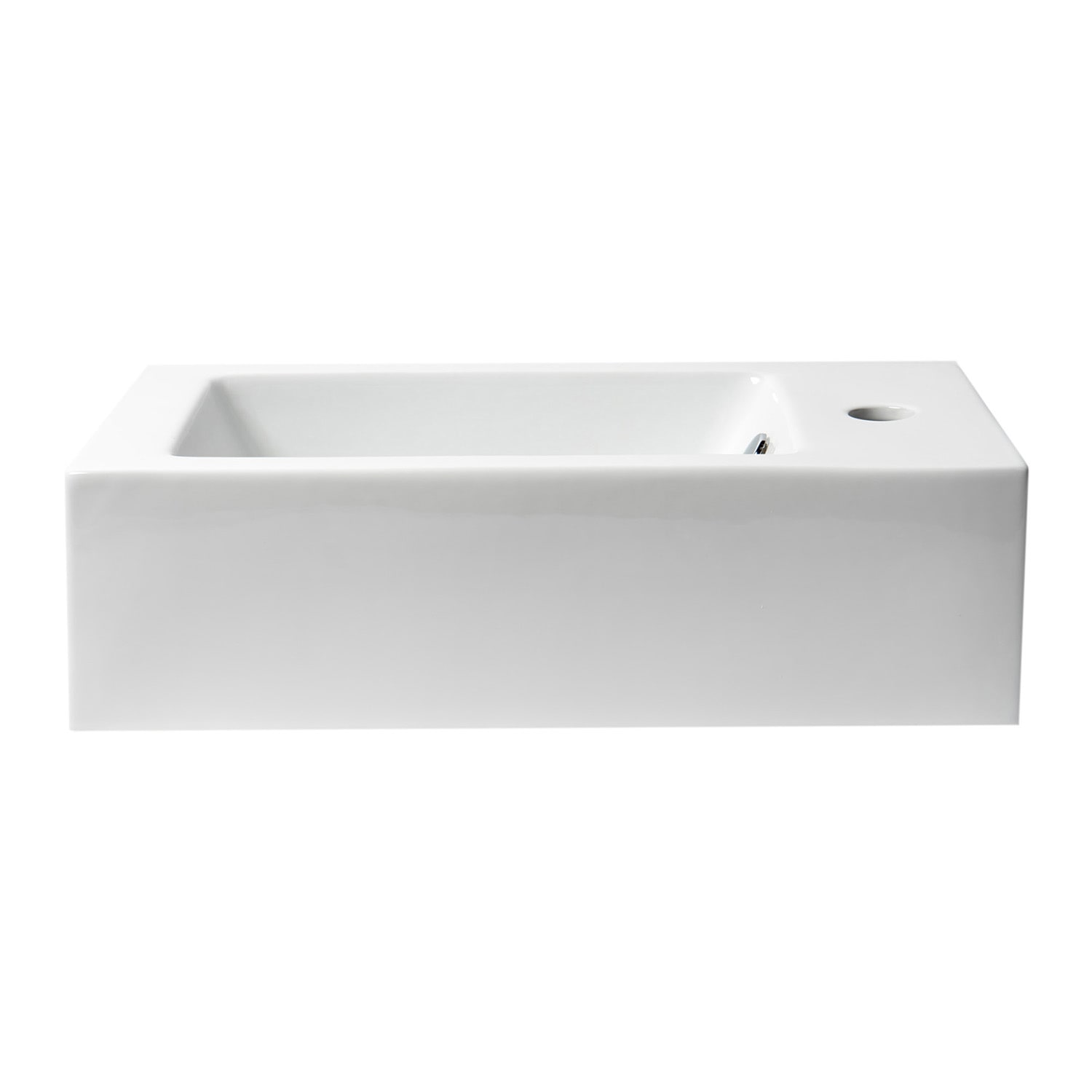 ALFI, ALFI Brand ABC116 White Modern 20" Small Rectangular Wall Mounted Ceramic Sink with Faucet Hole