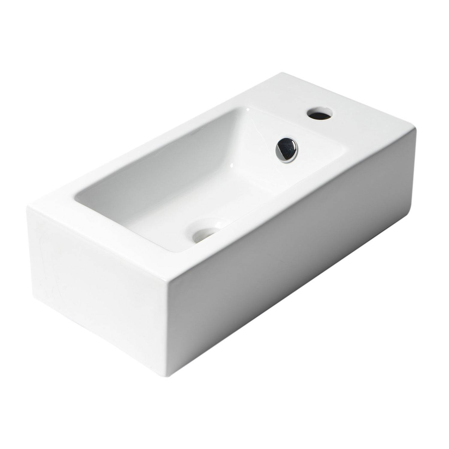 ALFI, ALFI Brand ABC116 White Modern 20" Small Rectangular Wall Mounted Ceramic Sink with Faucet Hole