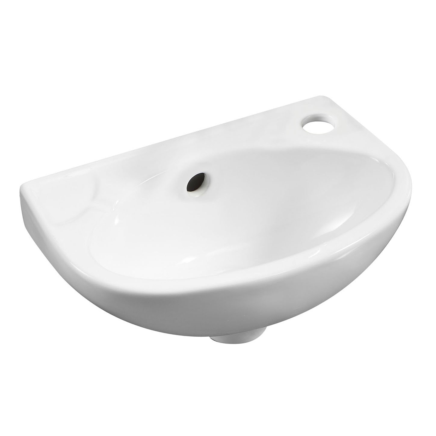 ALFI, ALFI Brand ABC118 White 14" Small Wall Mounted Ceramic Sink with Faucet Hole