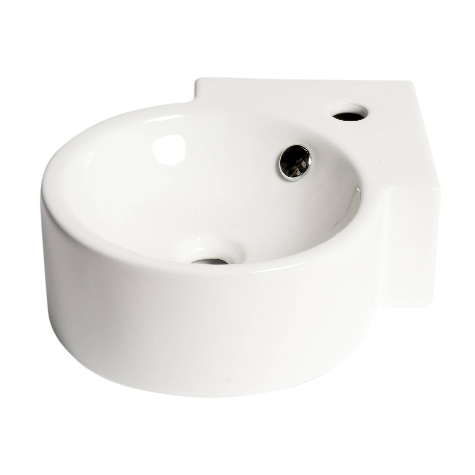 ALFI, ALFI Brand ABC121 White 17" Tiny Corner Wall Mounted Ceramic Sink with Faucet Hole