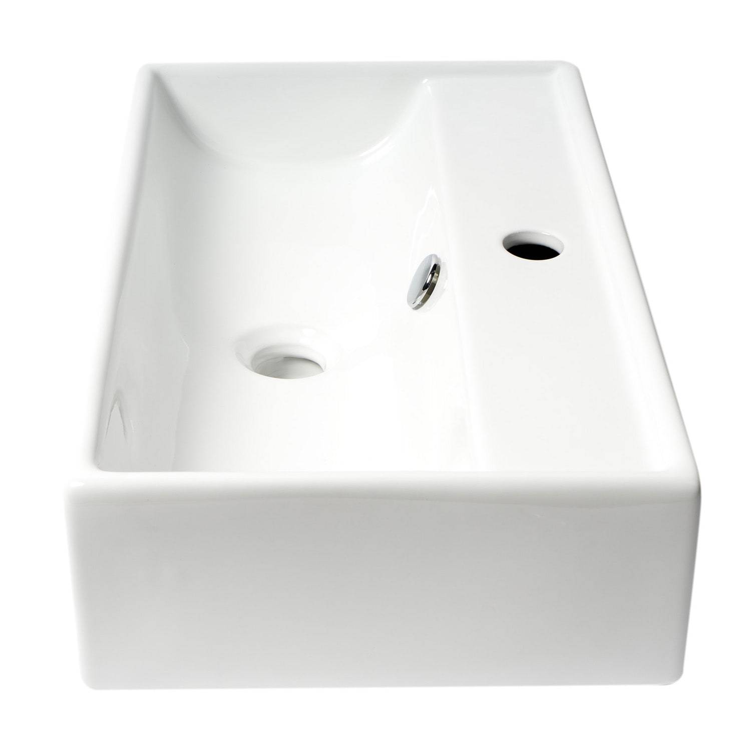 ALFI, ALFI Brand ABC122 White Modern 22" Rectangular Wall Mounted Ceramic Sink with Faucet Hole