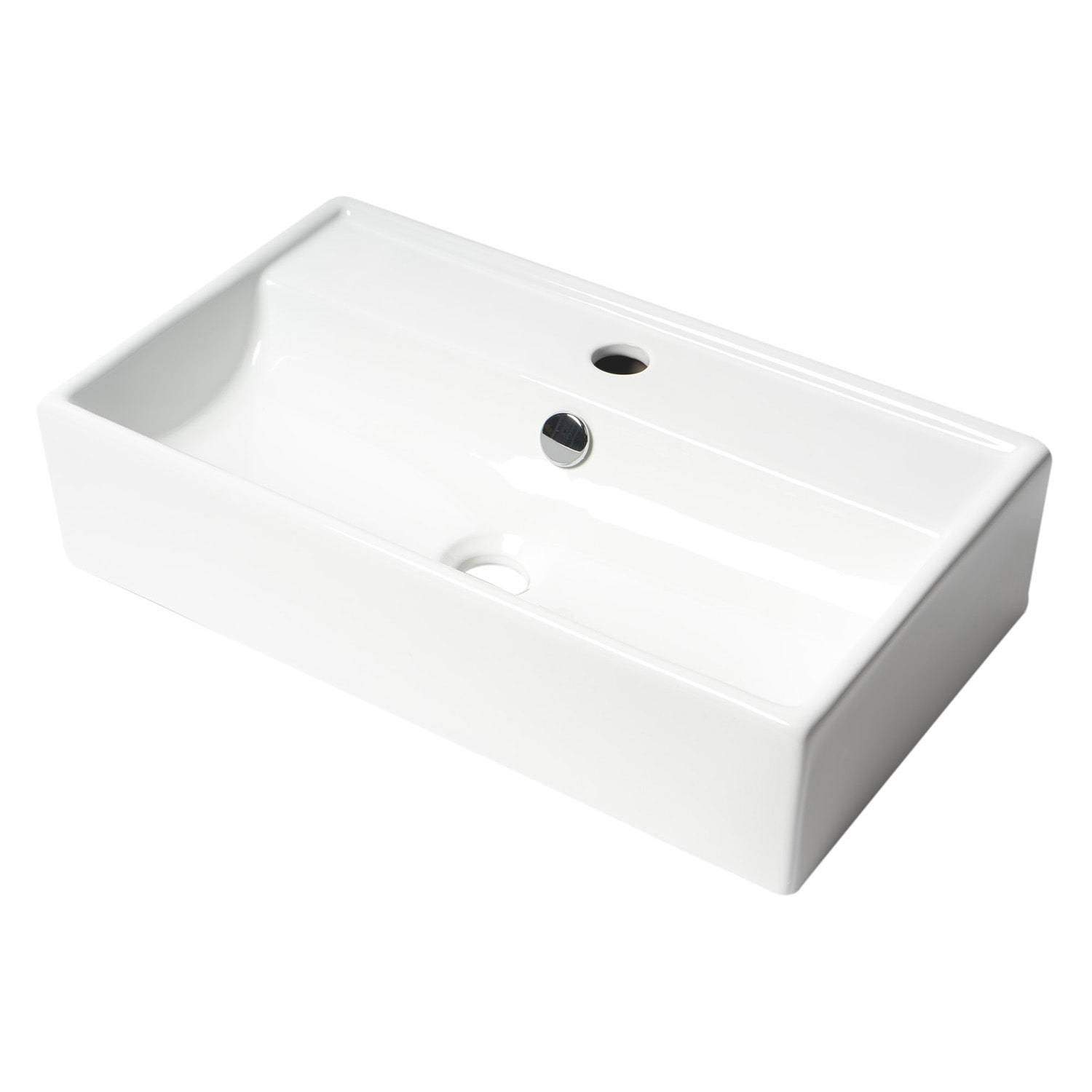 ALFI, ALFI Brand ABC122 White Modern 22" Rectangular Wall Mounted Ceramic Sink with Faucet Hole