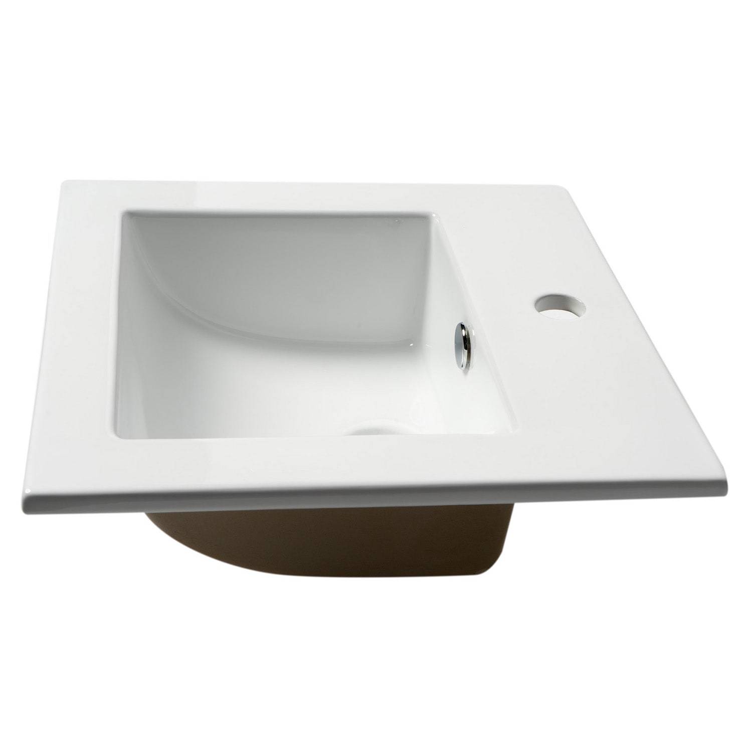 ALFI, ALFI Brand ABC801 White Modern 17" Square Drop-in Ceramic Sink with Faucet Hole