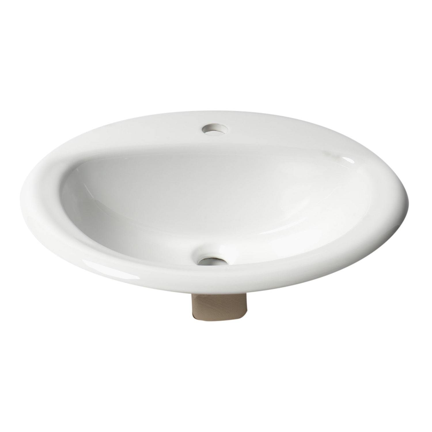 ALFI, ALFI Brand ABC802 White Modern 21" Round Drop-in Ceramic Sink with Faucet Hole