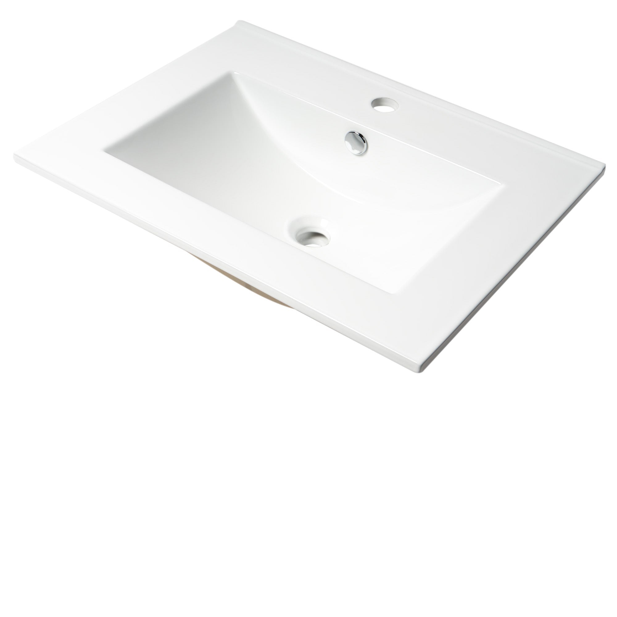 ALFI, ALFI Brand ABC803 White Modern 25" Rectangular Drop-in Ceramic Sink with Faucet Hole