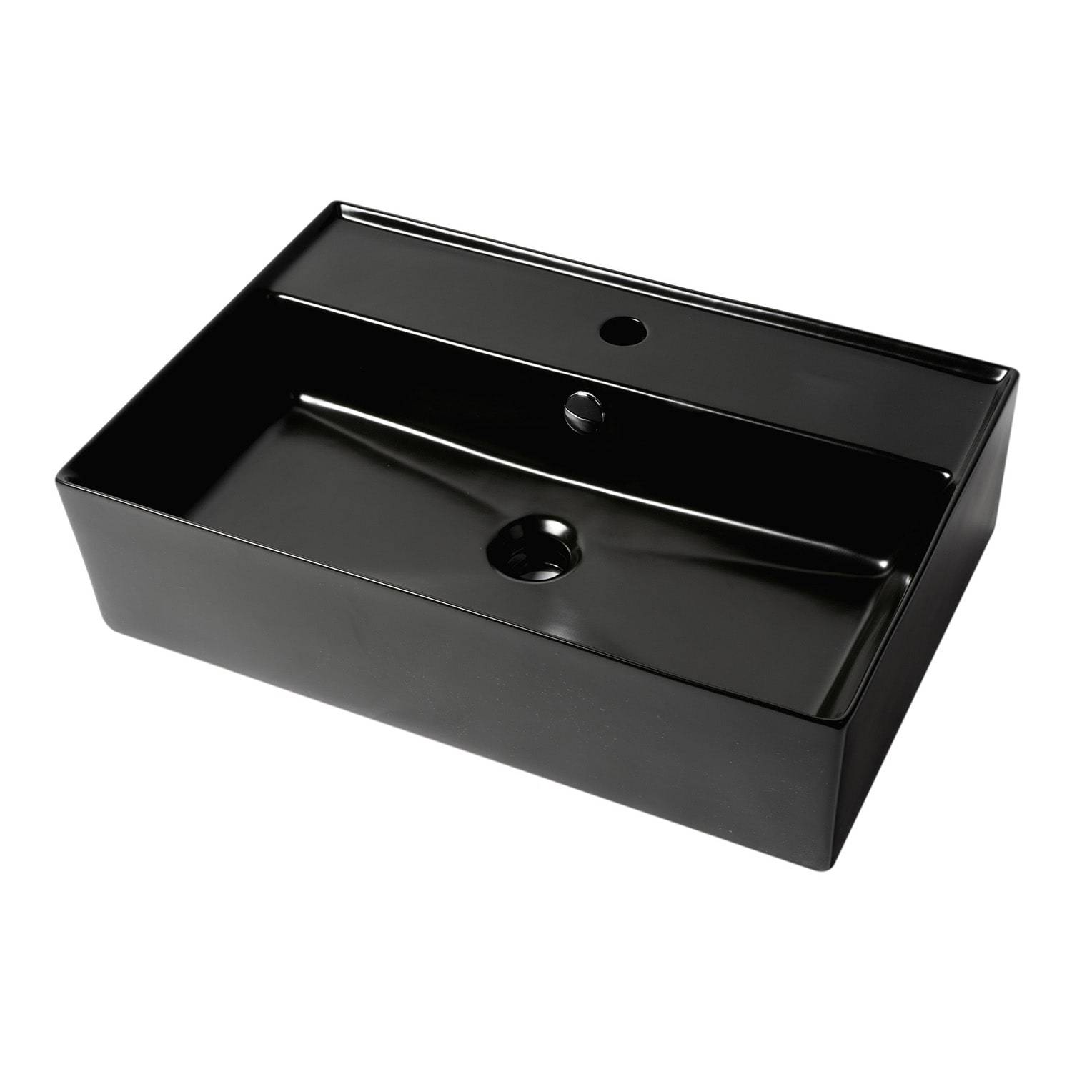 ALFI, ALFI Brand ABC901-BM Black Matte 24" Modern Rectangular Above-Mount Ceramic Sink with Faucet Hole