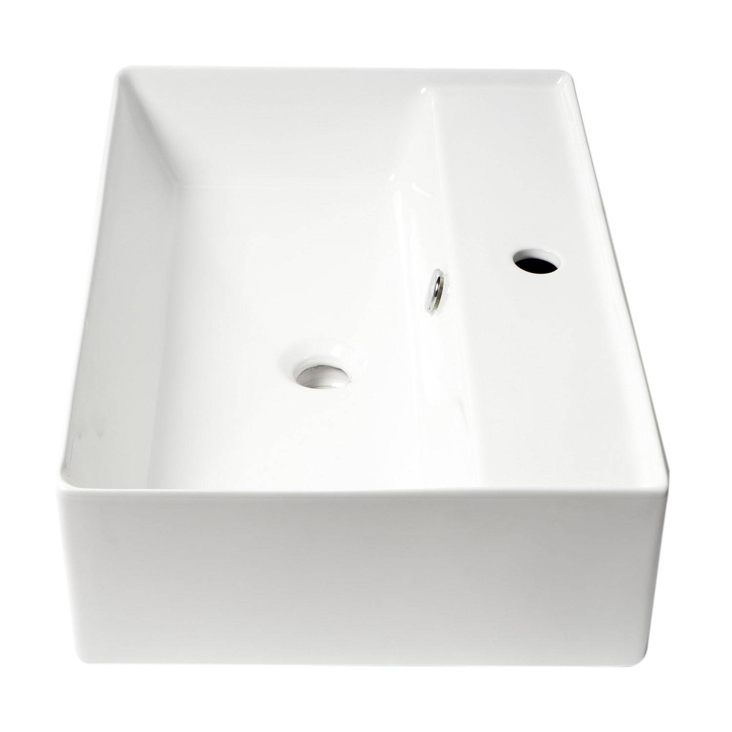 ALFI, ALFI Brand ABC901-W White 24" Modern Rectangular Above-Mount Ceramic Sink with Faucet Hole