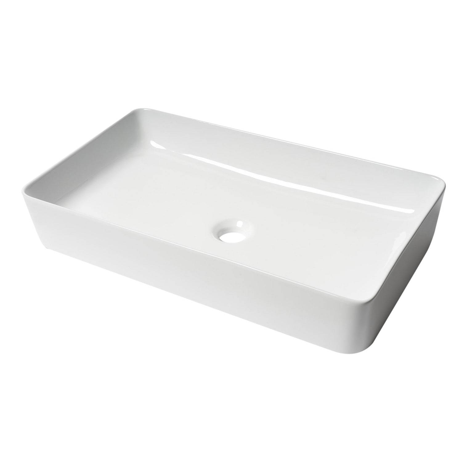 ALFI, ALFI Brand ABC902-W White 24" Modern Rectangular Above-Mount Ceramic Sink