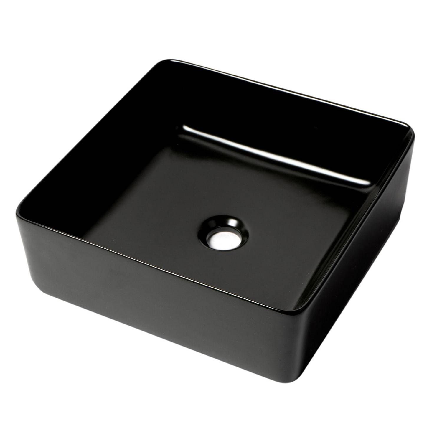 ALFI, ALFI Brand ABC903-BM Black Matte 16" Modern Square Above-Mount Ceramic Sink