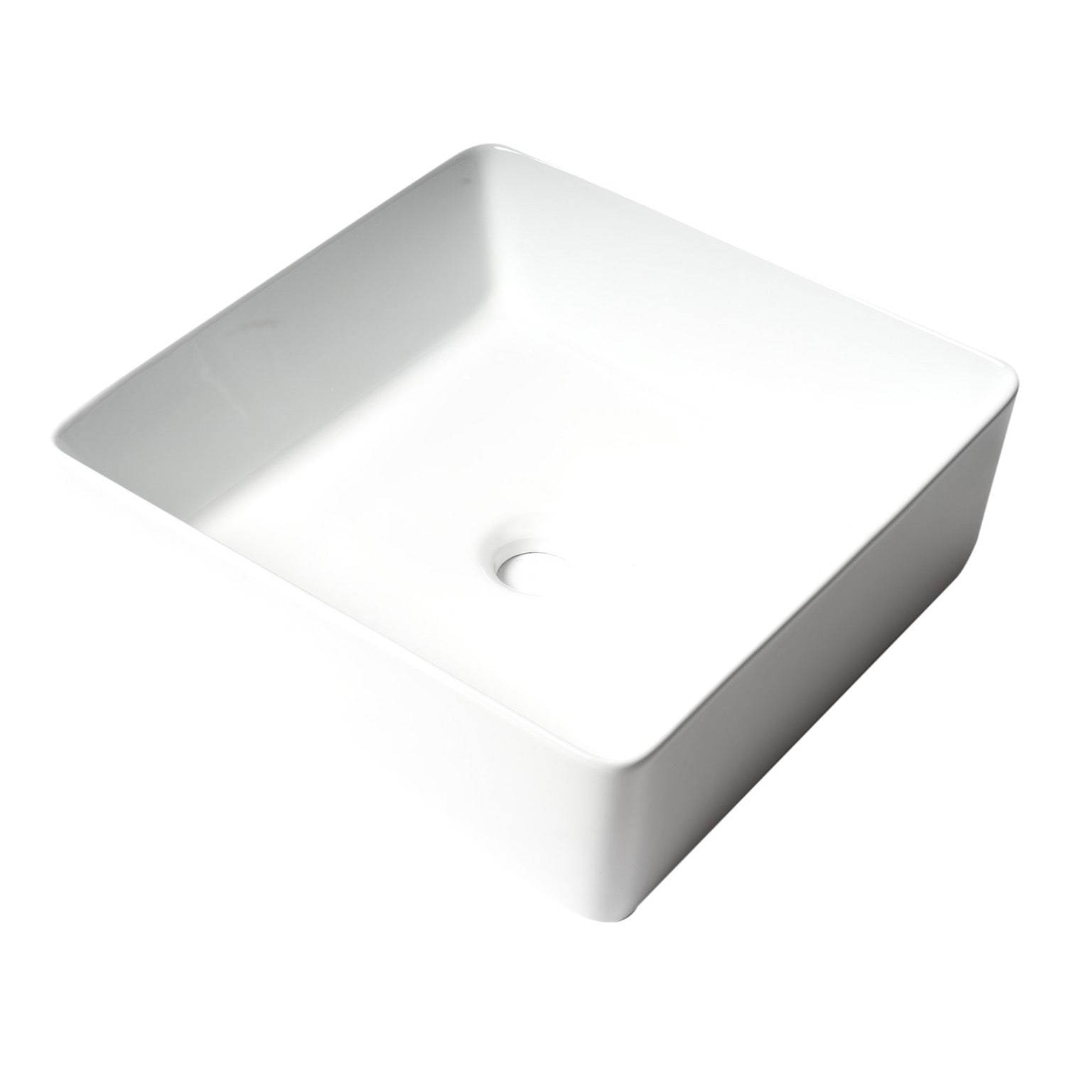 ALFI, ALFI Brand ABC903-W White 16" Modern Square Above-Mount Ceramic Sink