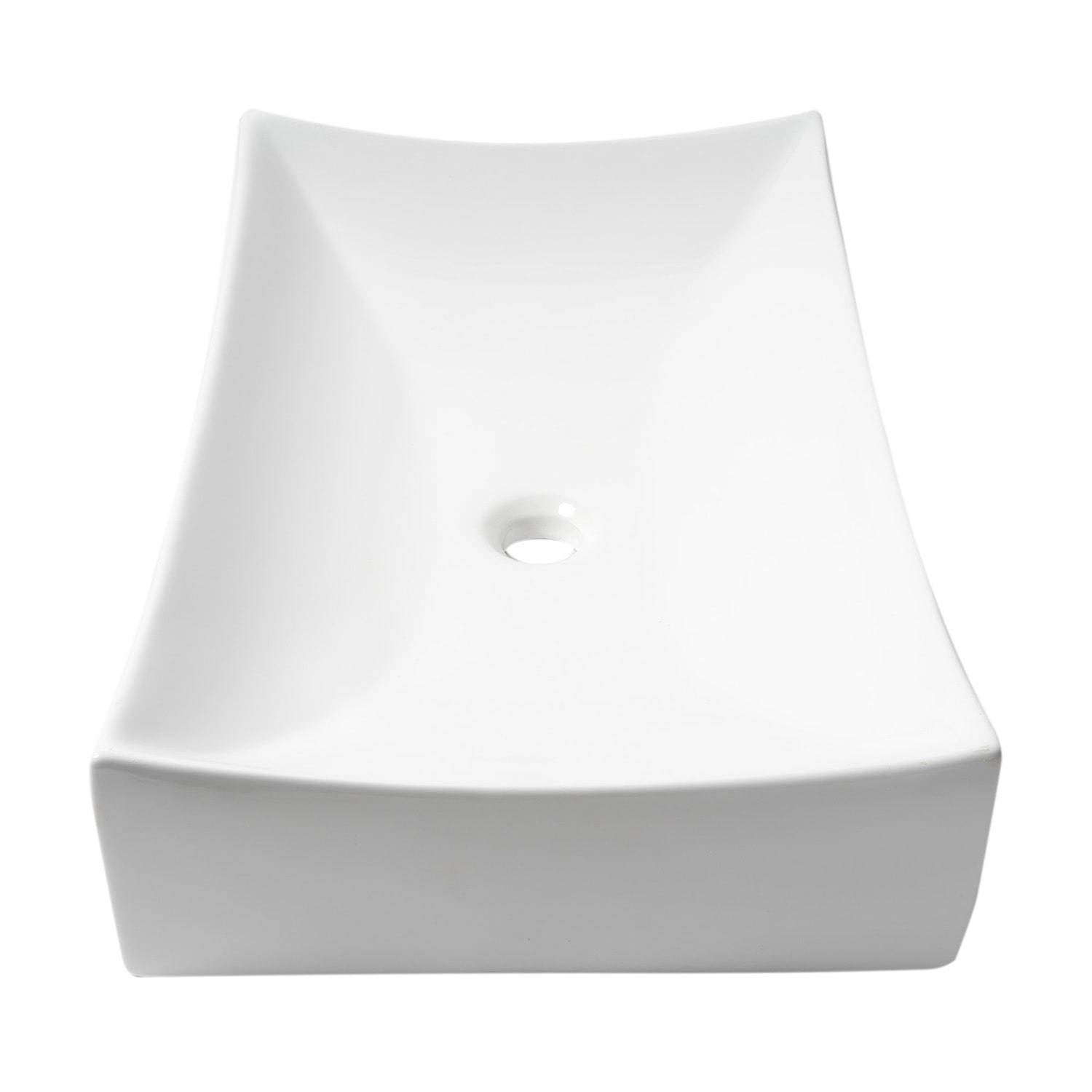 ALFI, ALFI Brand ABC904 White Modern 26" Fancy Rectangular Above-Mount Ceramic Sink