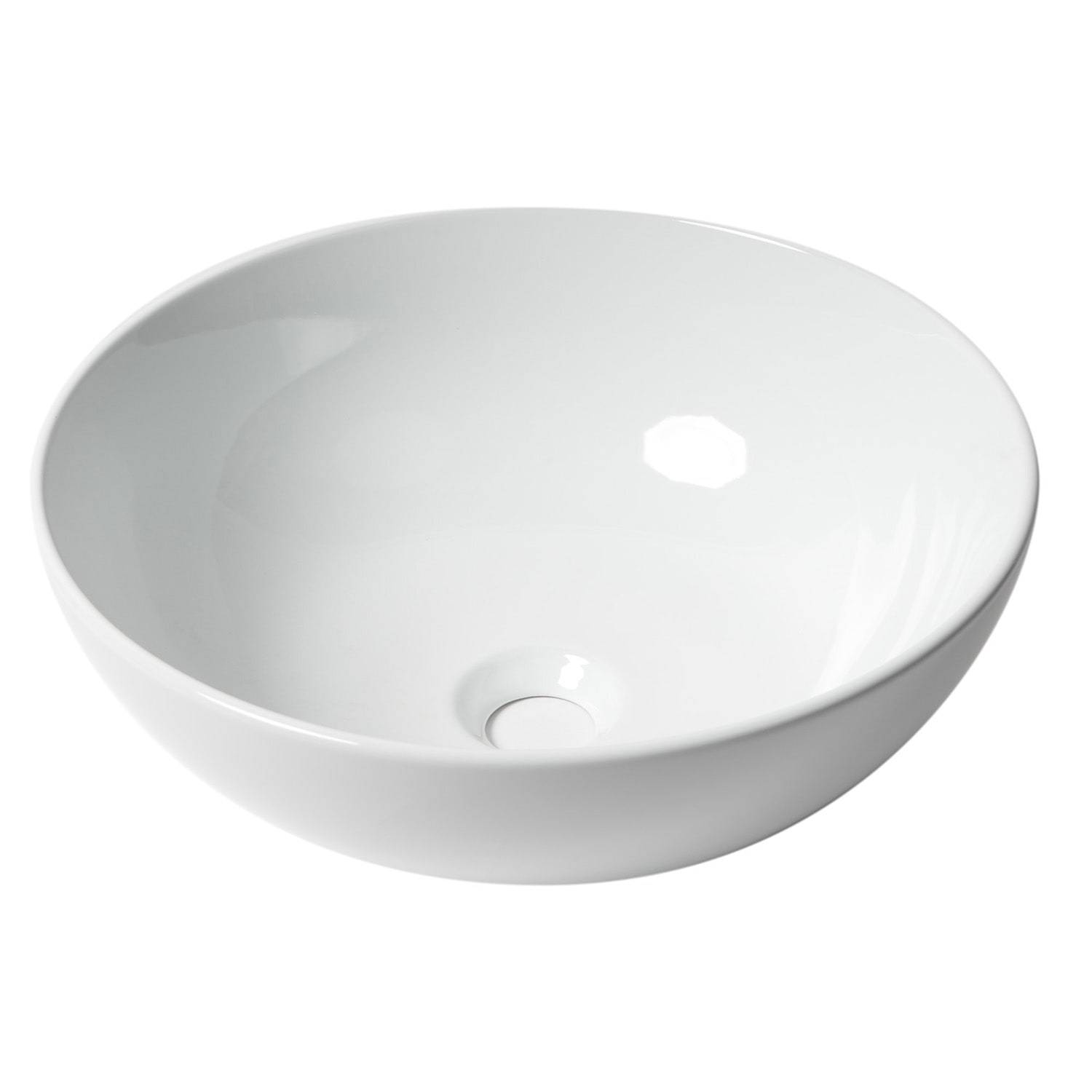 ALFI, ALFI Brand ABC905 White Modern 15" Round Vessel Bowl Above-Mount Ceramic Sink