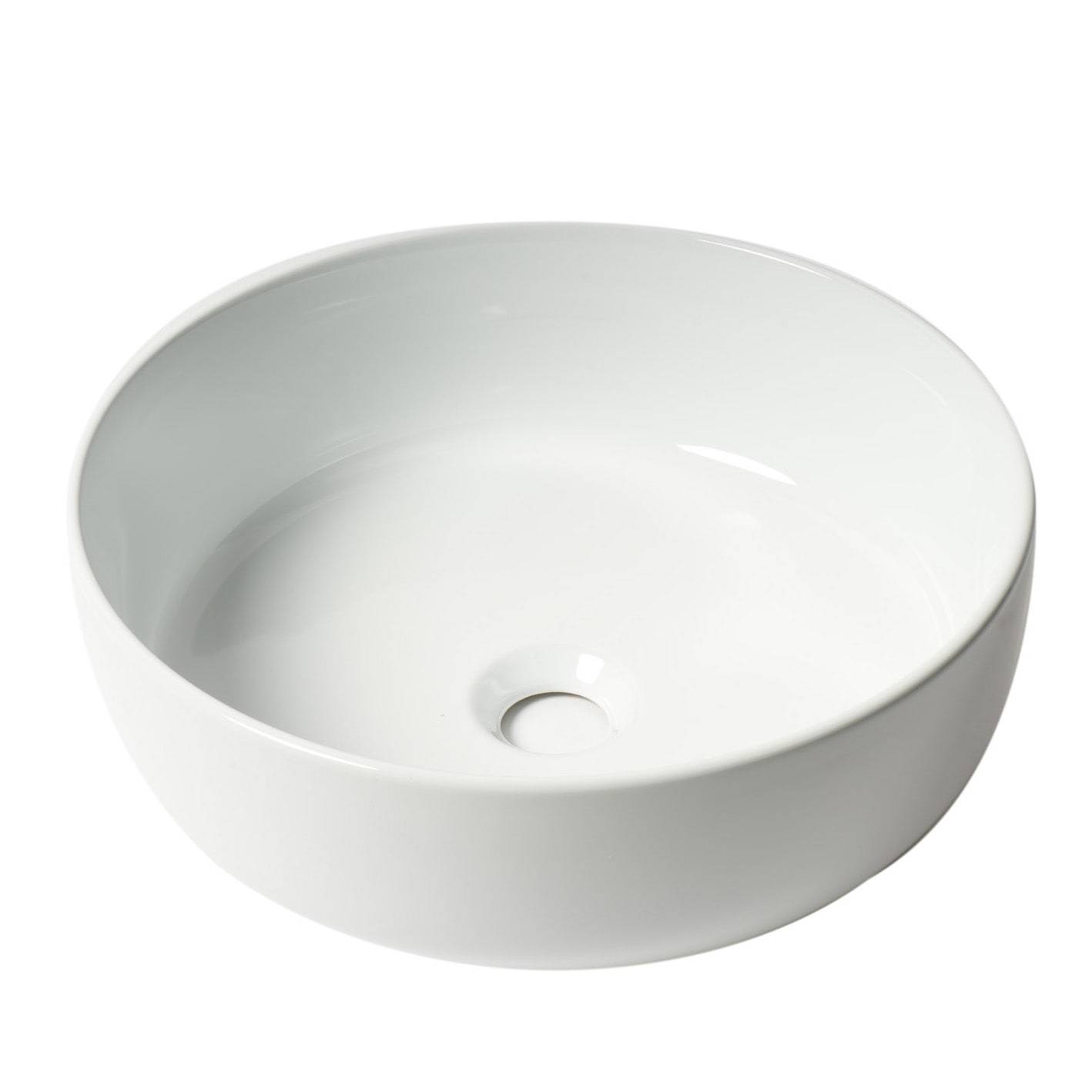 ALFI, ALFI Brand ABC907-W White Modern 15" Round Above-Mount Ceramic Sink