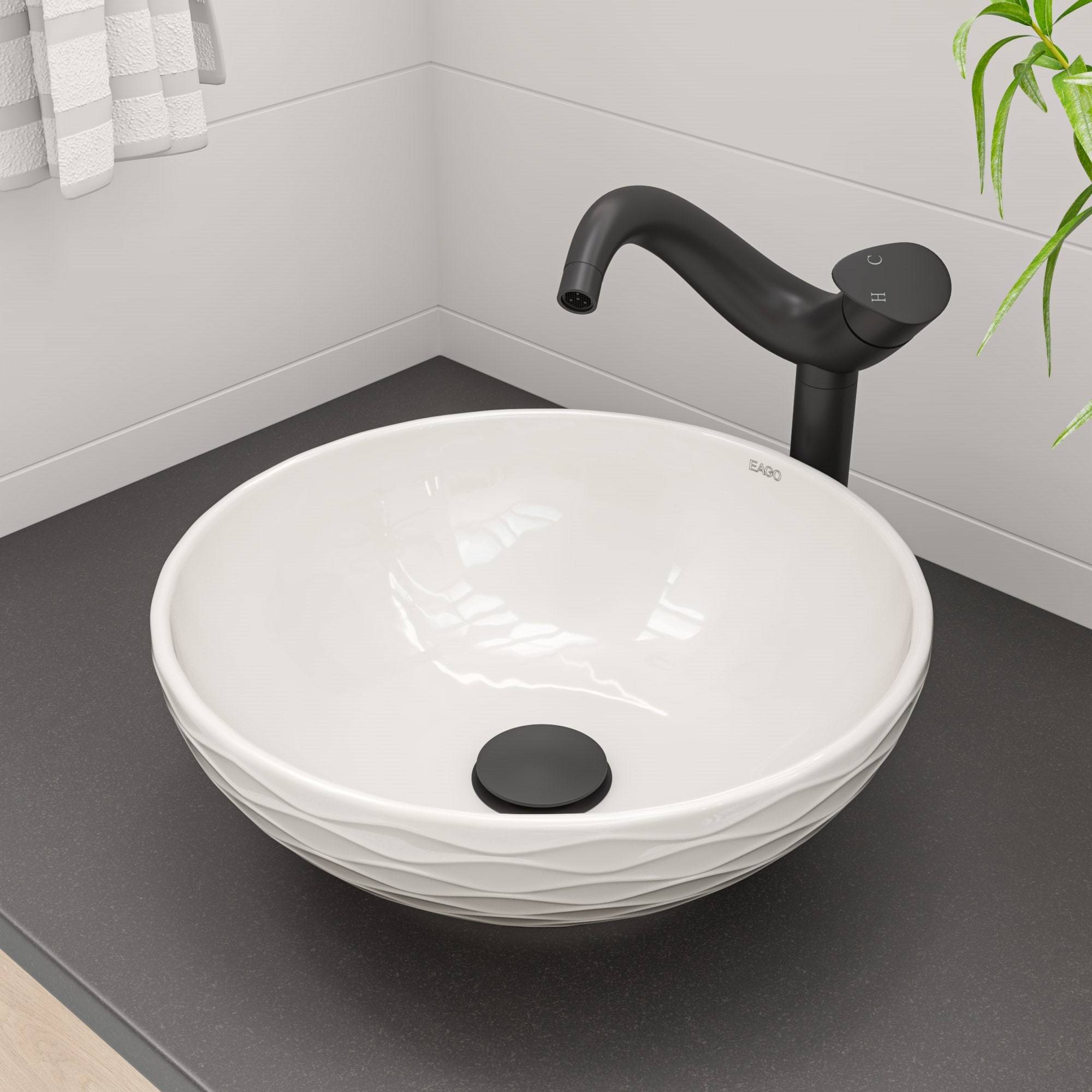 ALFI, ALFI Brand ABC909 White Modern 17" Decorative Round Vessel Above-Mount Ceramic Sink