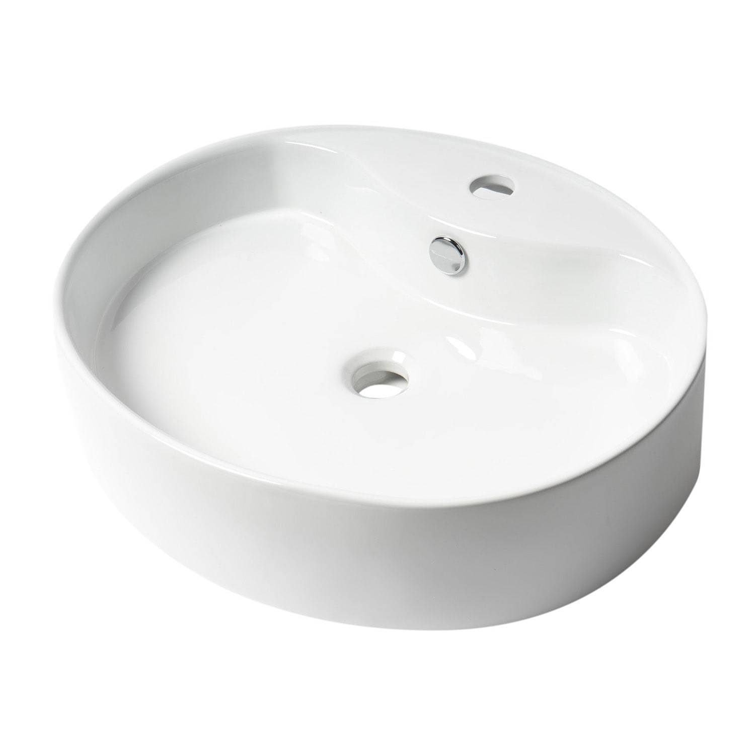 ALFI, ALFI Brand ABC910 White Modern 22" Oval Above-Mount Ceramic Sink with Faucet Hole