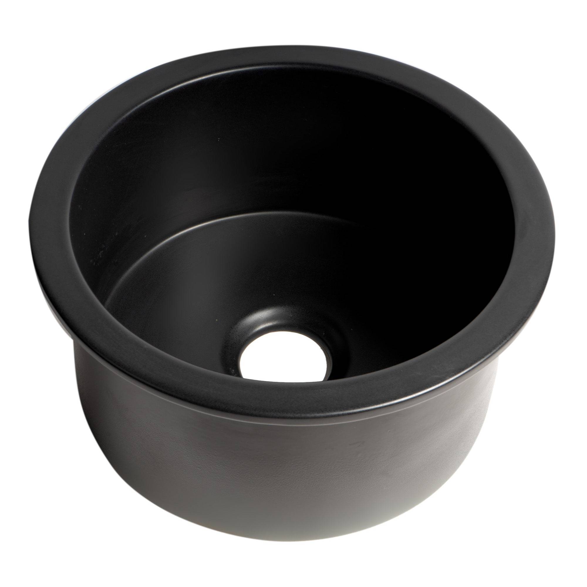 ALFI, ALFI Brand ABF1818R-BM Black Matte Round 18" x 18" Undermount/Drop in Fireclay Prep Sink