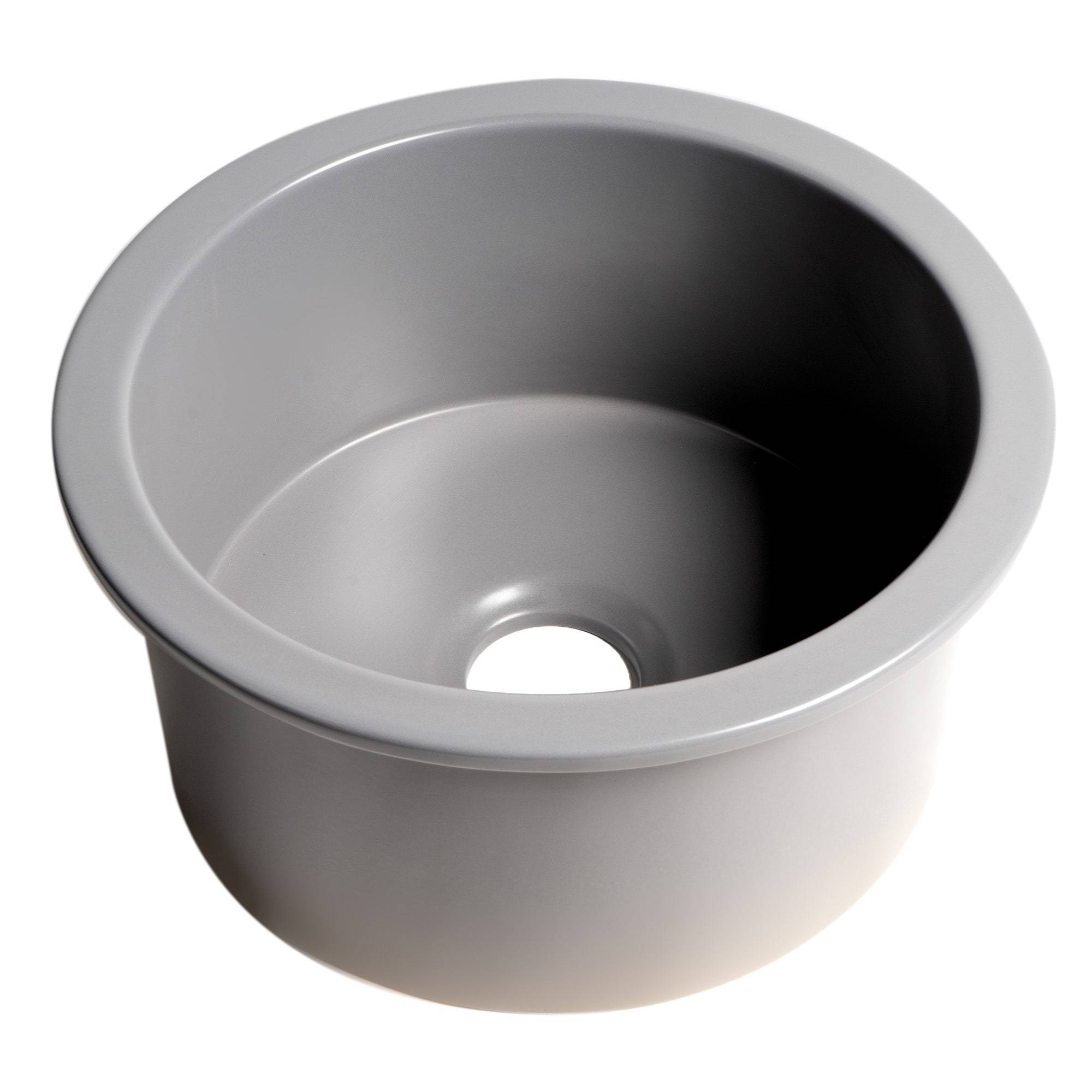 ALFI, ALFI Brand ABF1818R-GM Gray Matte Round 18" x 18" Undermount/Drop in Fireclay Prep Sink