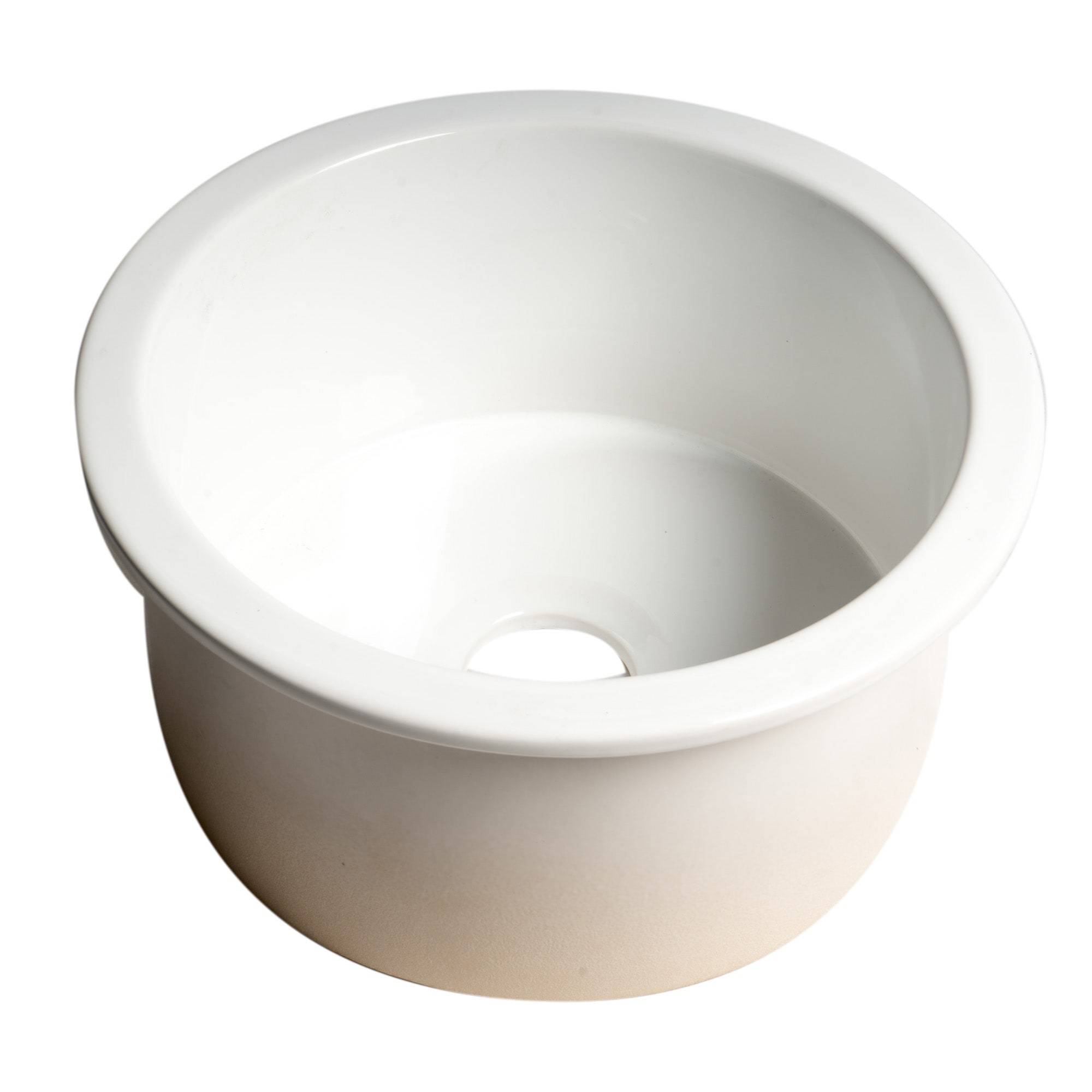 ALFI, ALFI Brand ABF1818R-W White Round 18" x 18" Undermount/Drop in Fireclay Prep Sink