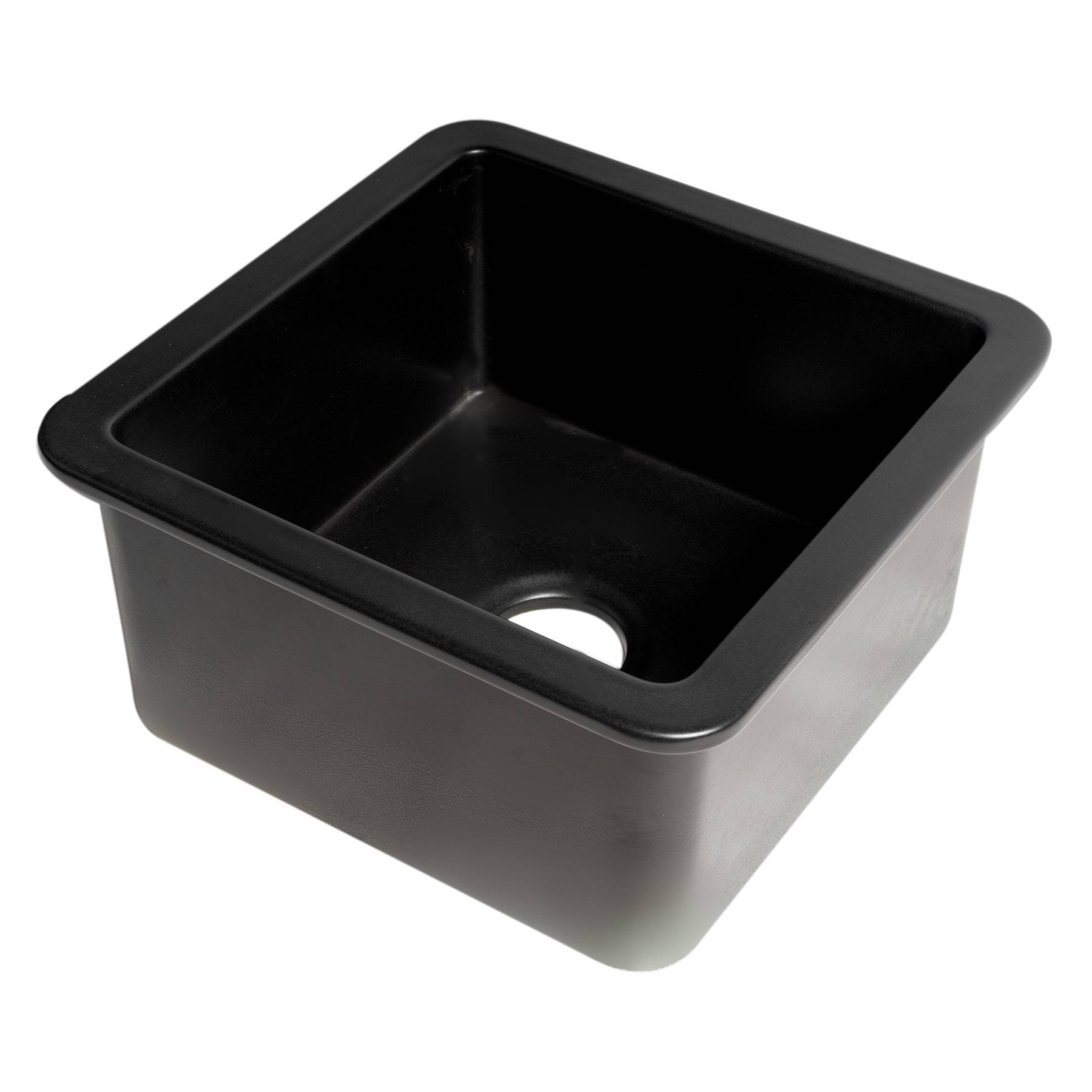 ALFI, ALFI Brand ABF1818S-BM Black Matte Square 18" x 18" Undermount/Drop in Fireclay Prep Sink