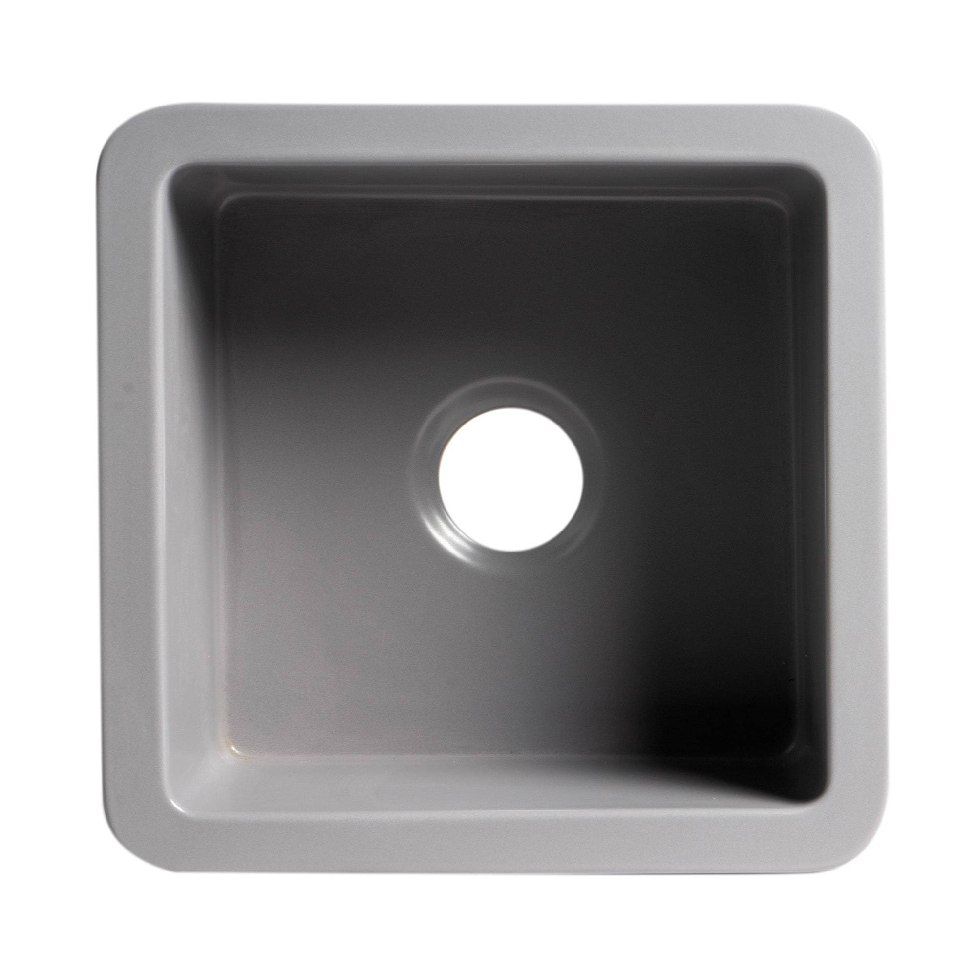 ALFI, ALFI Brand ABF1818S-GM Gray Matte Square 18" x 18" Undermount/Drop in Fireclay Prep Sink