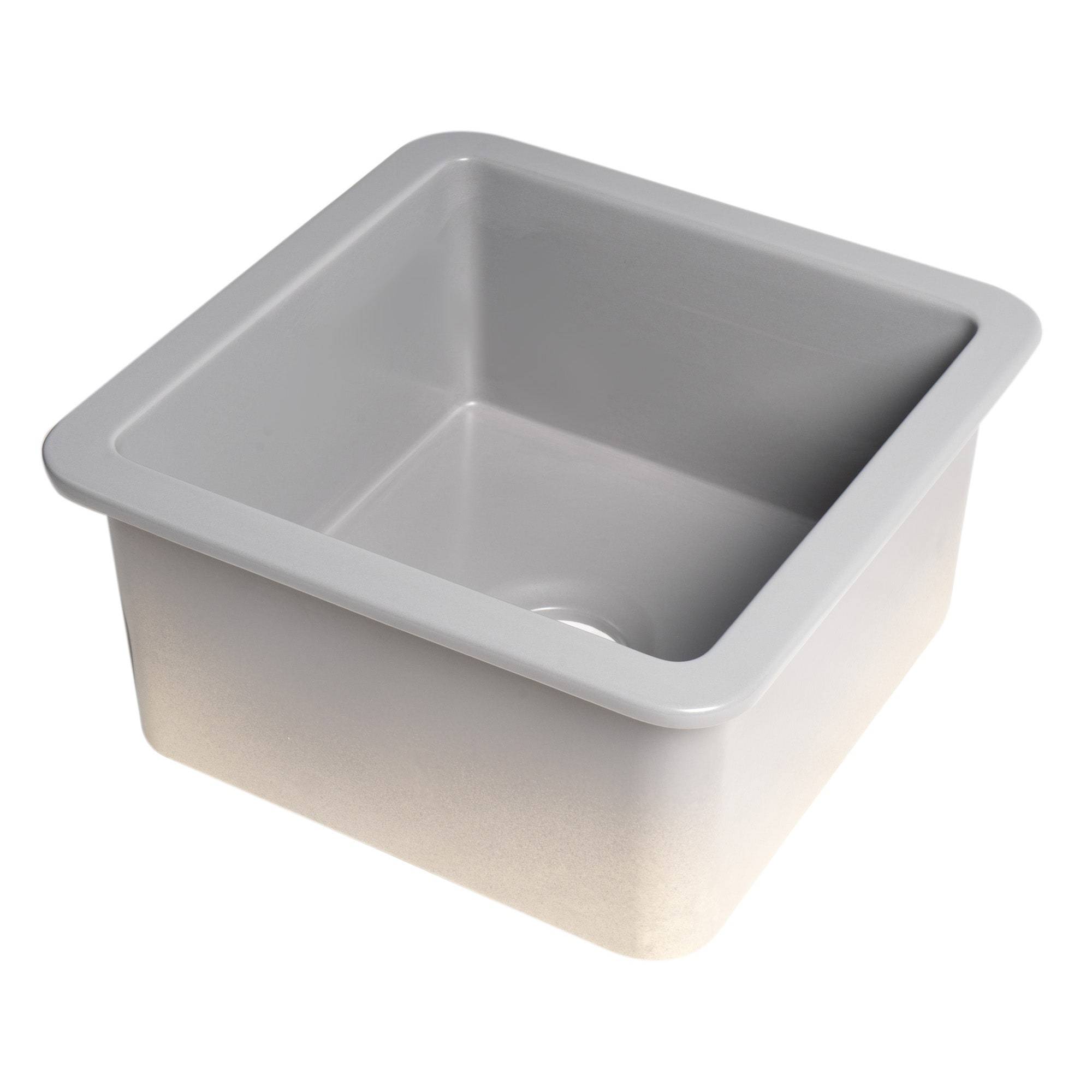 ALFI, ALFI Brand ABF1818S-GM Gray Matte Square 18" x 18" Undermount/Drop in Fireclay Prep Sink