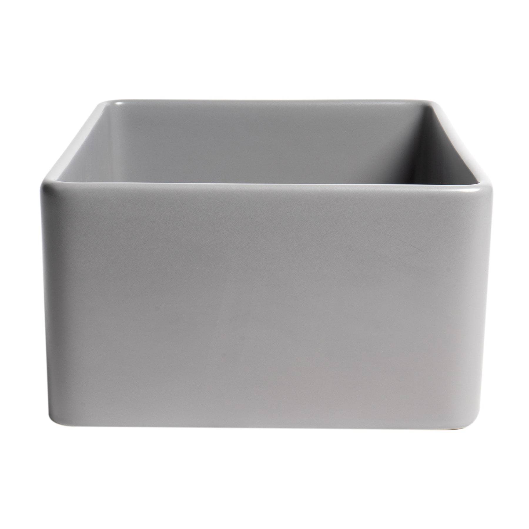 ALFI, ALFI Brand ABF2418-GM Gray Matte Smooth Apron 24" x 18" Single Bowl Fireclay Farm Sink