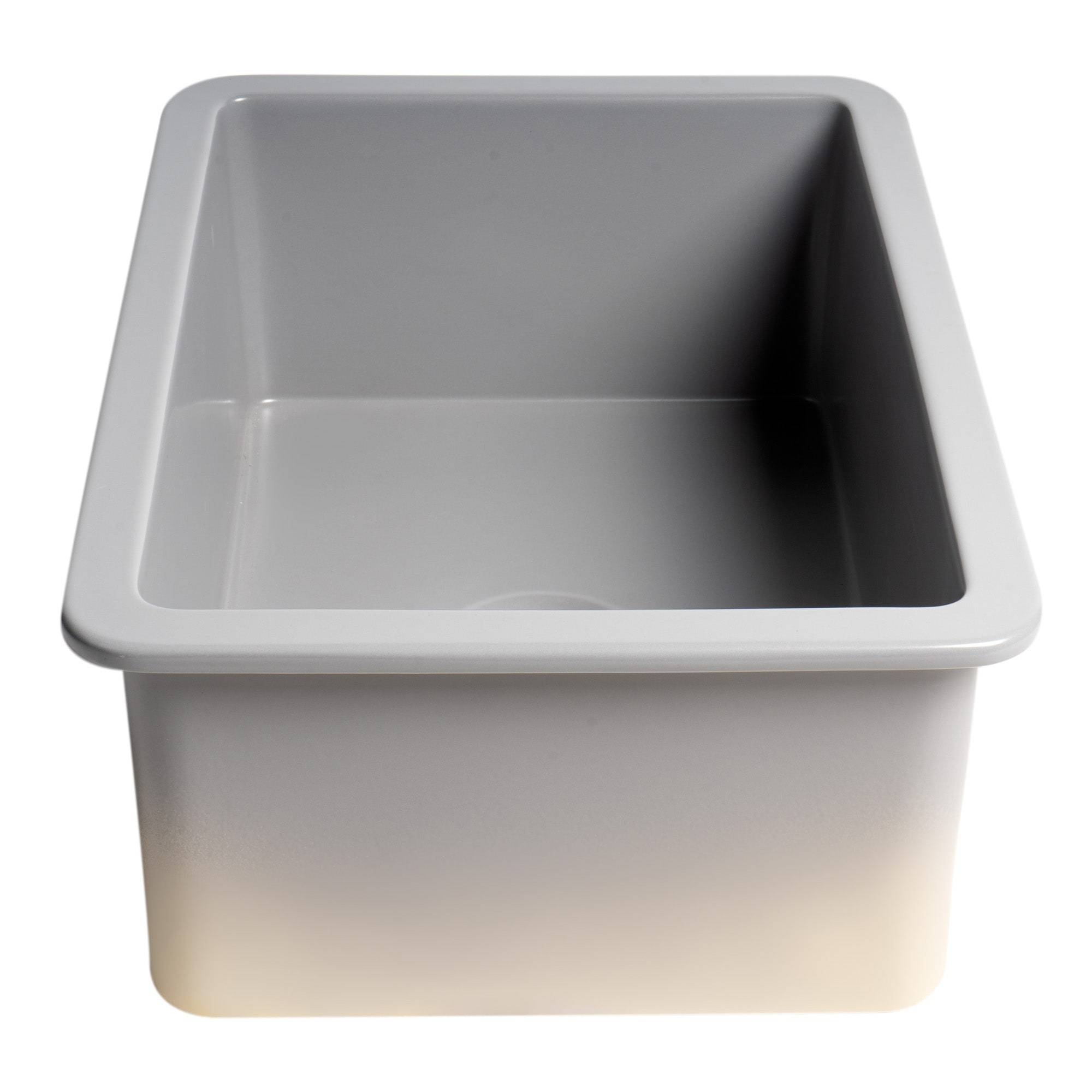 ALFI, ALFI Brand ABF2718UD-GM Gray Matte 27" x 18" Fireclay Undermount/Drop in Fireclay Kitchen Sink