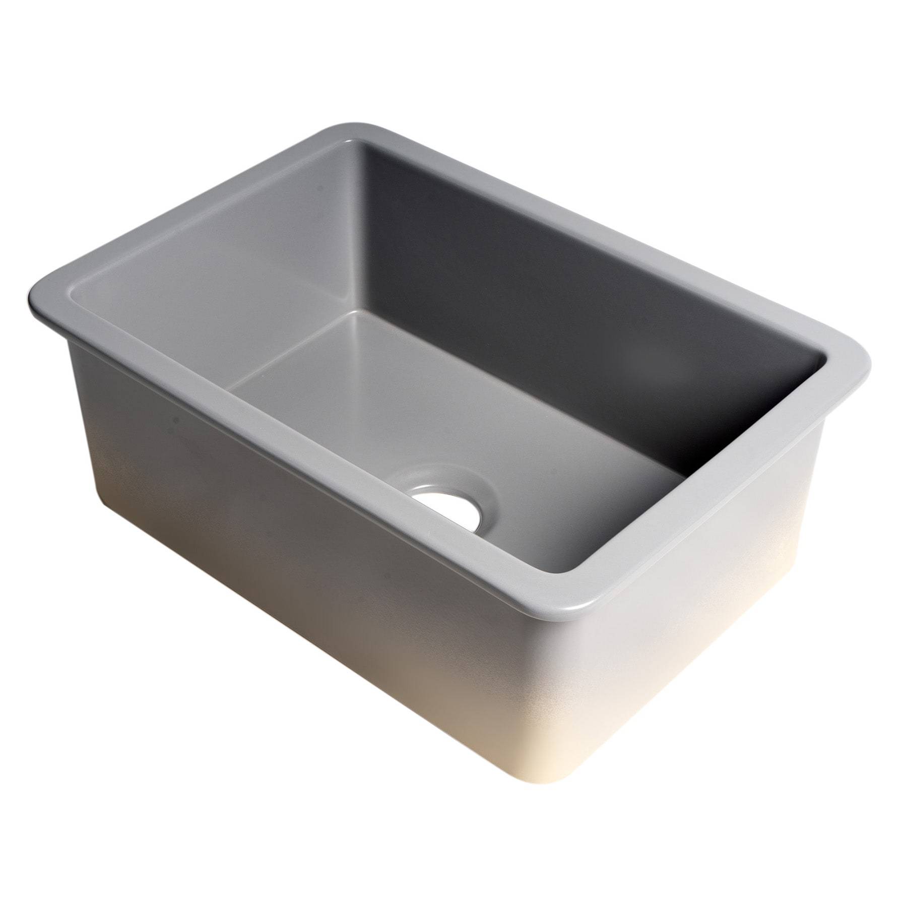 ALFI, ALFI Brand ABF2718UD-GM Gray Matte 27" x 18" Fireclay Undermount/Drop in Fireclay Kitchen Sink