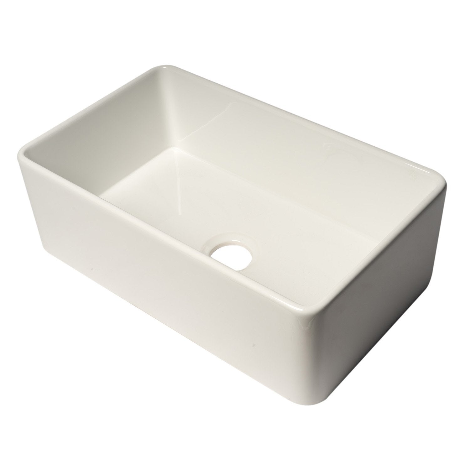 ALFI, ALFI Brand ABF3018 30" White Thin Wall Single Bowl Smooth Apron Fireclay Kitchen Farm Sink