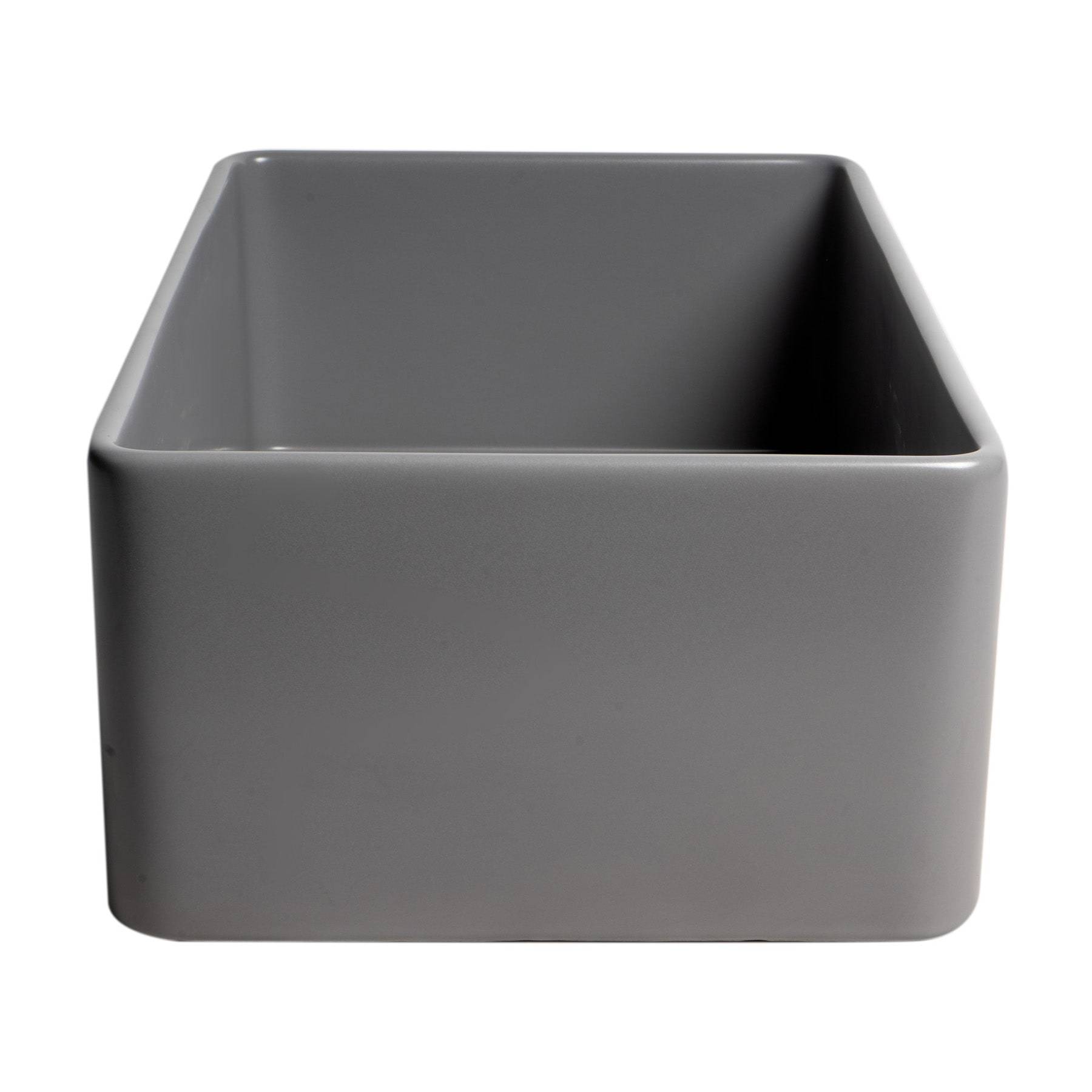 ALFI, ALFI Brand ABF3318S-GM Gray Matte Smooth Apron 33" x 18" Single Bowl Fireclay Farm Sink