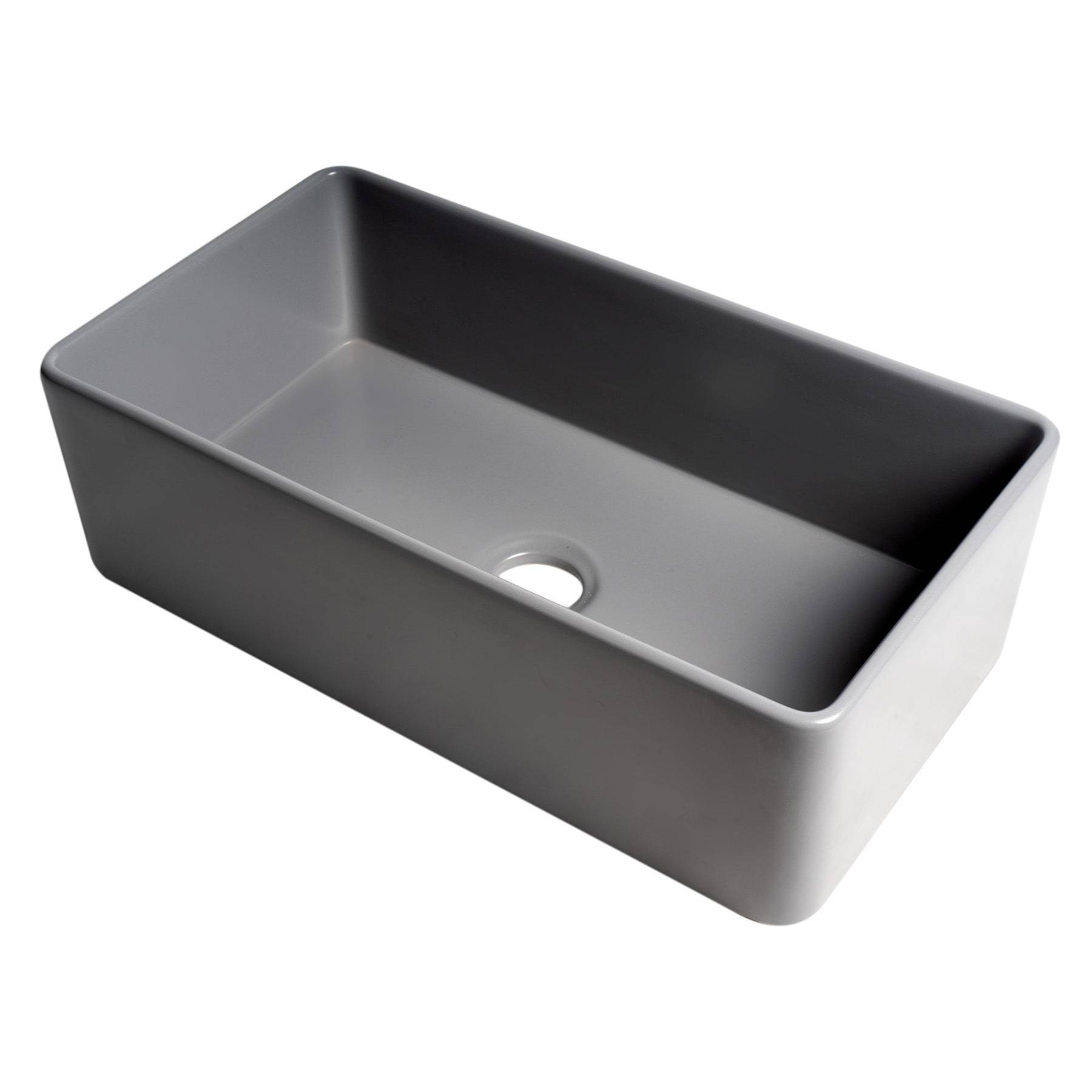 ALFI, ALFI Brand ABF3318S-GM Gray Matte Smooth Apron 33" x 18" Single Bowl Fireclay Farm Sink