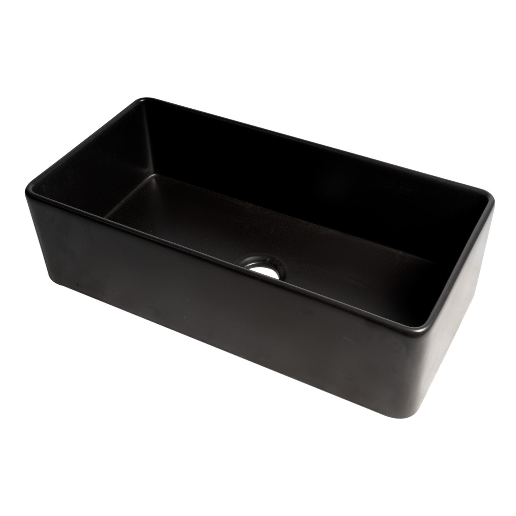 ALFI, ALFI Brand ABF3618-BM Black Matte Smooth Apron 36" x 18" Single Bowl Fireclay Farm Sink