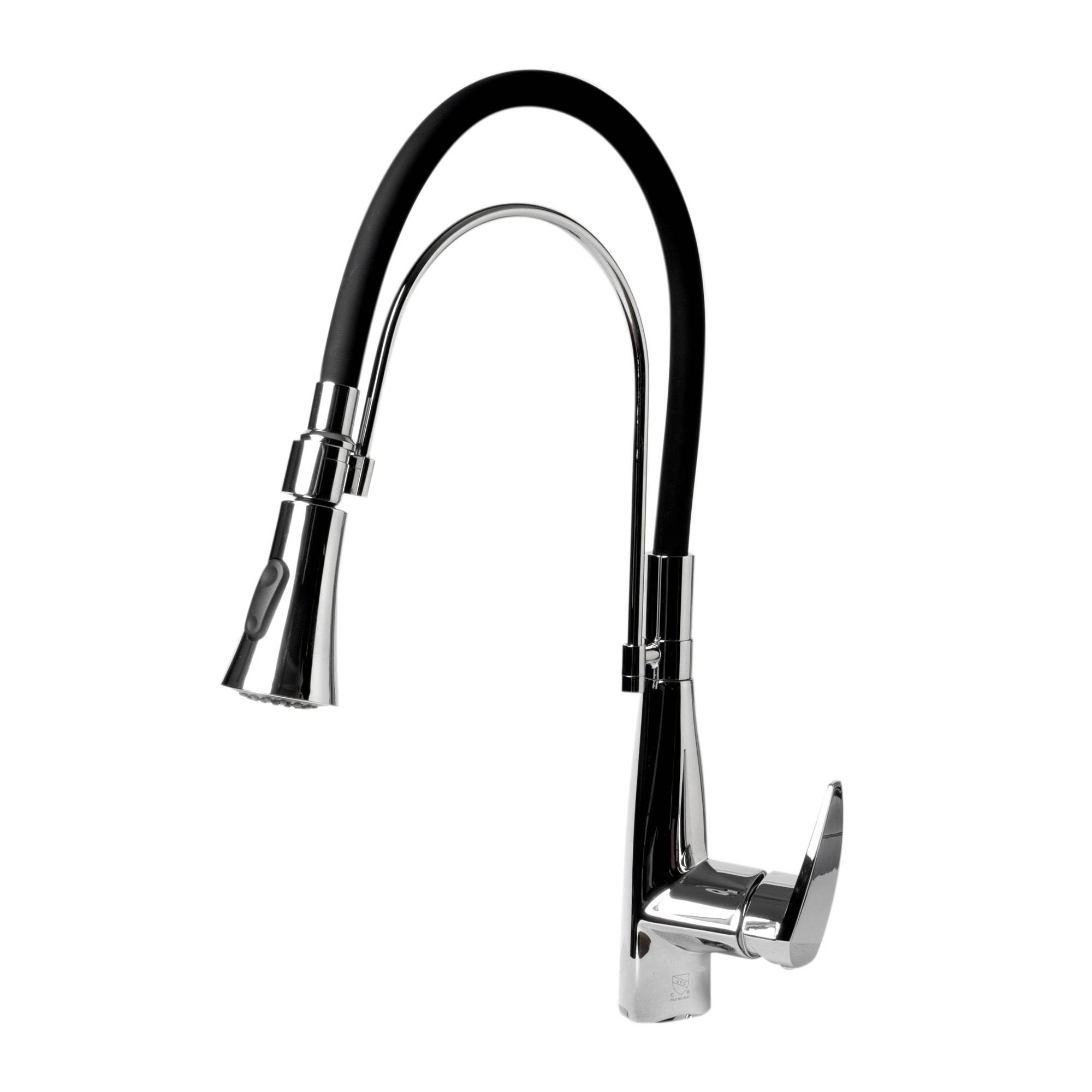 ALFI, ALFI Brand ABKF3001-PC Polished Chrome Kitchen Faucet with Black Rubber Stem