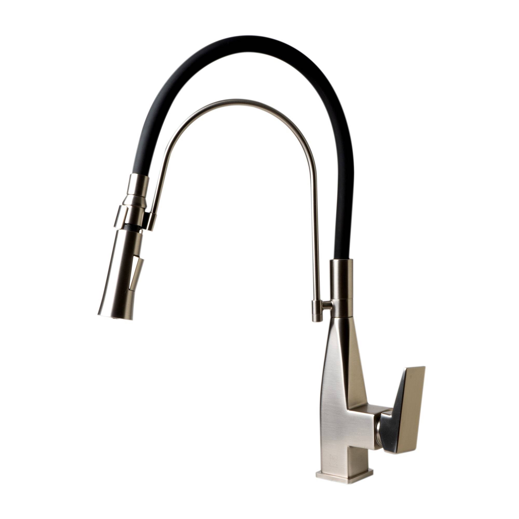 ALFI, ALFI Brand ABKF3023-BN Brushed Nickel Square Kitchen Faucet with Black Rubber Stem