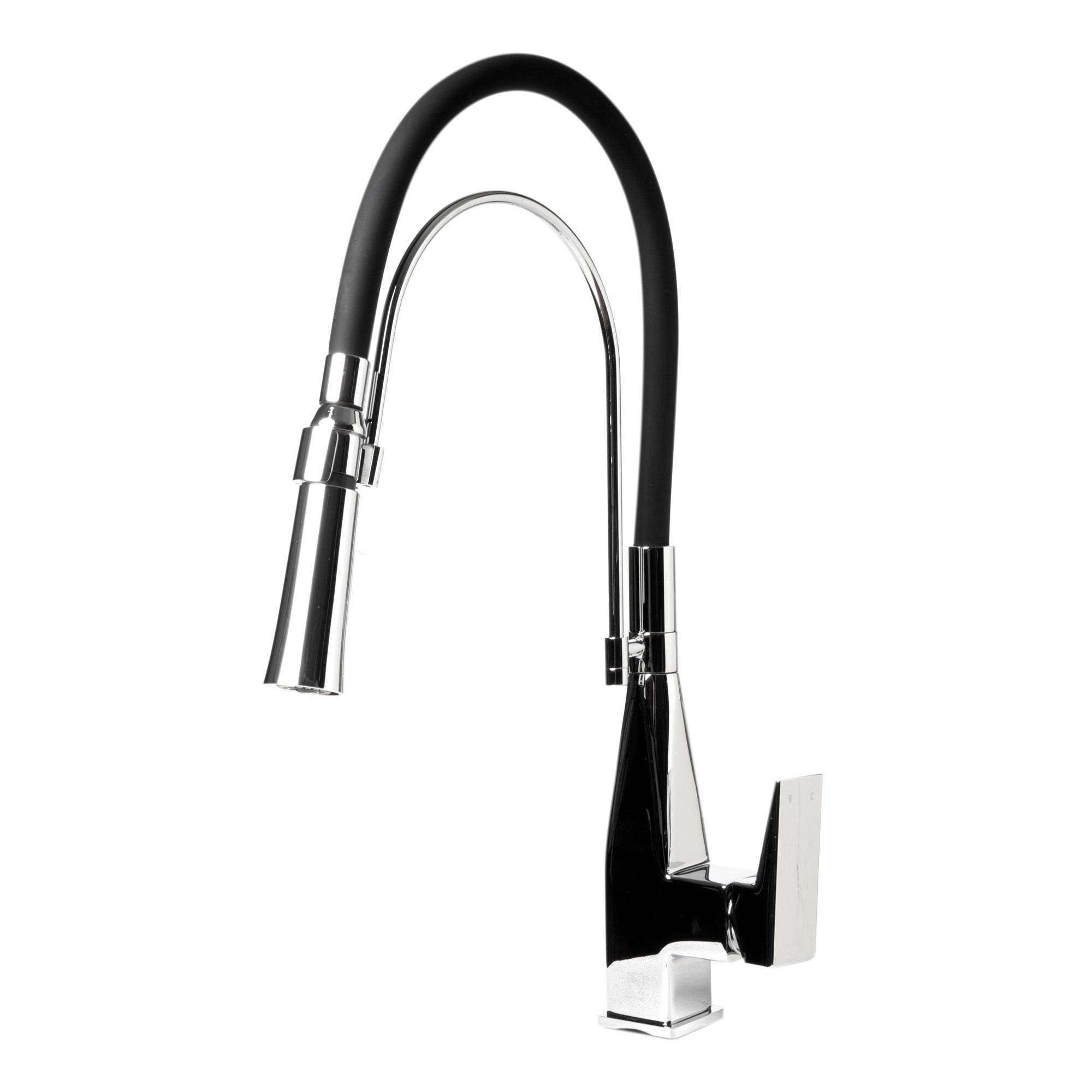 ALFI, ALFI Brand ABKF3023-PC Polished Chrome Square Kitchen Faucet with Black Rubber Stem