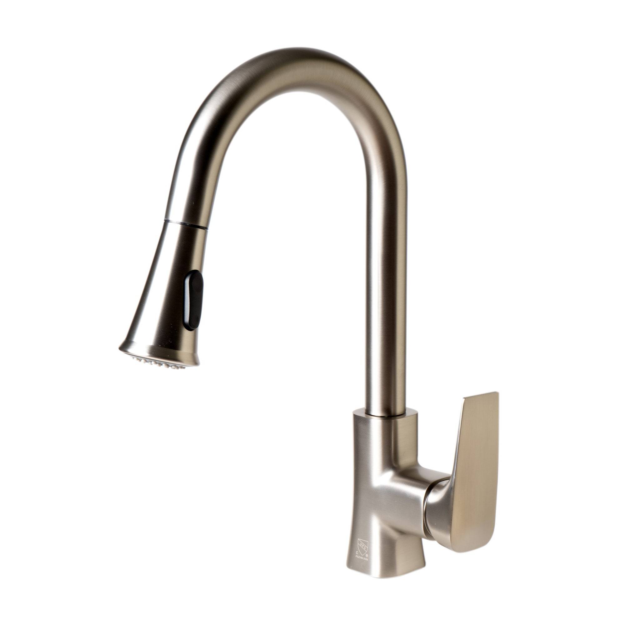 ALFI, ALFI Brand ABKF3889-BN Brushed Nickel Square Gooseneck Pull Down Kitchen Faucet