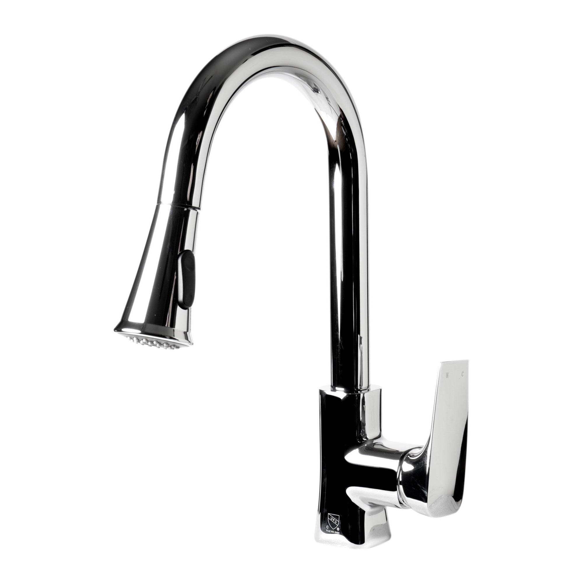 ALFI, ALFI Brand ABKF3889-PC Polished Chrome Square Gooseneck Pull Down Kitchen Faucet