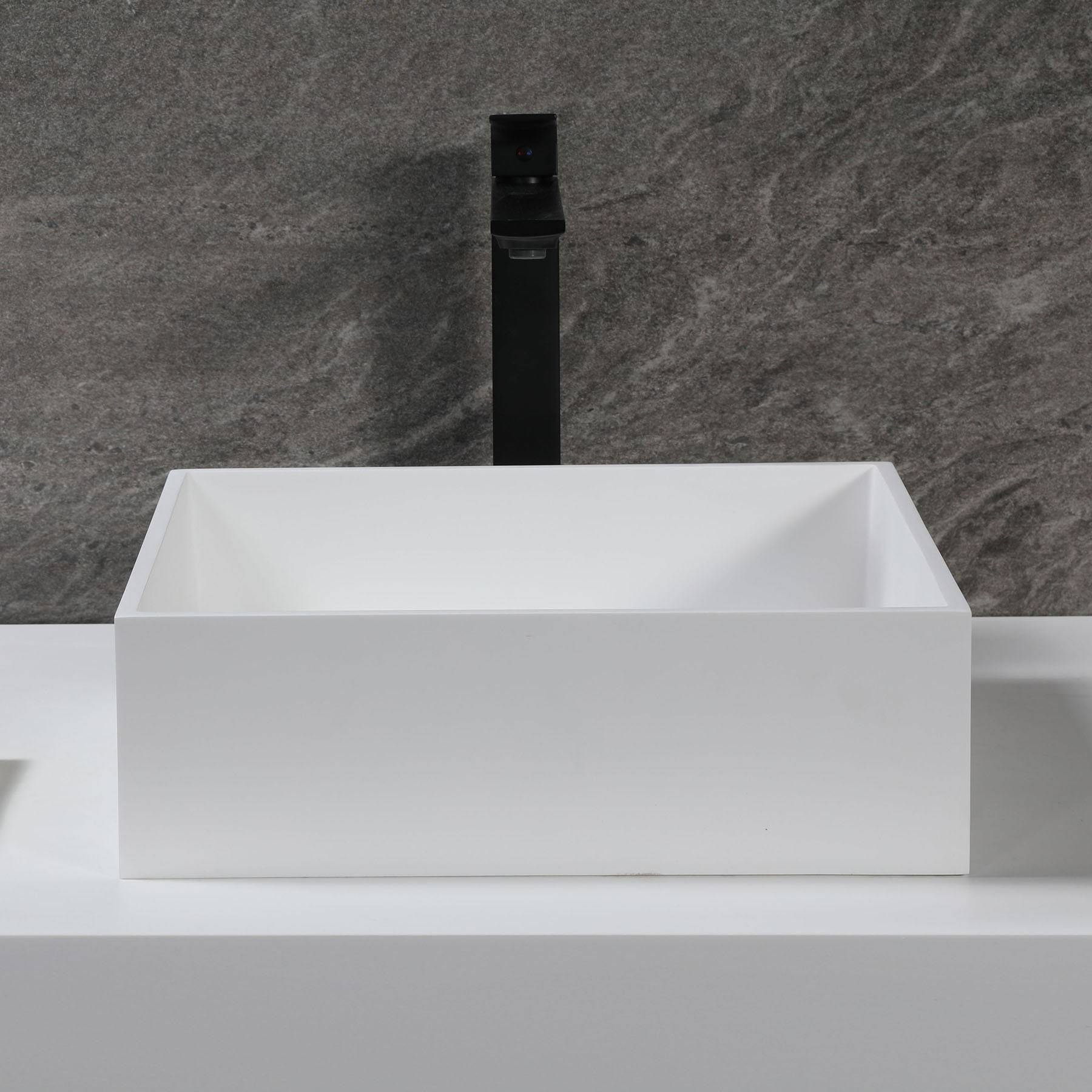 ALFI, ALFI Brand ABRS14S 14" Square White Matte Solid Surface Resin Sink