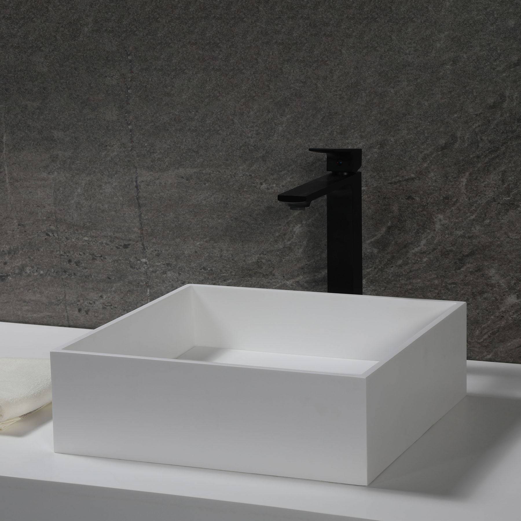 ALFI, ALFI Brand ABRS14S 14" Square White Matte Solid Surface Resin Sink