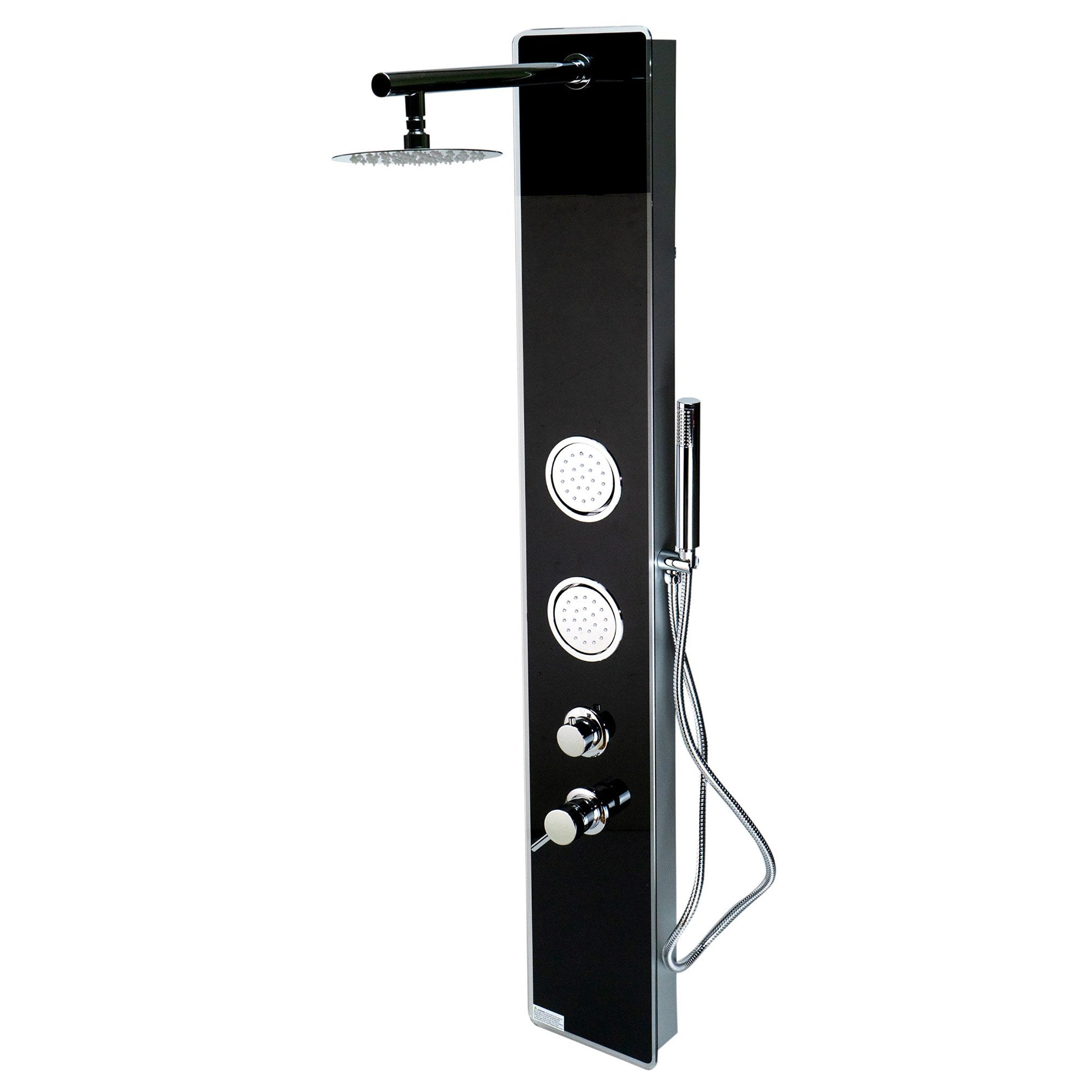 ALFI, ALFI Brand ABSP55B Black Glass Shower Panel with 2 Body Sprays and Rain Shower